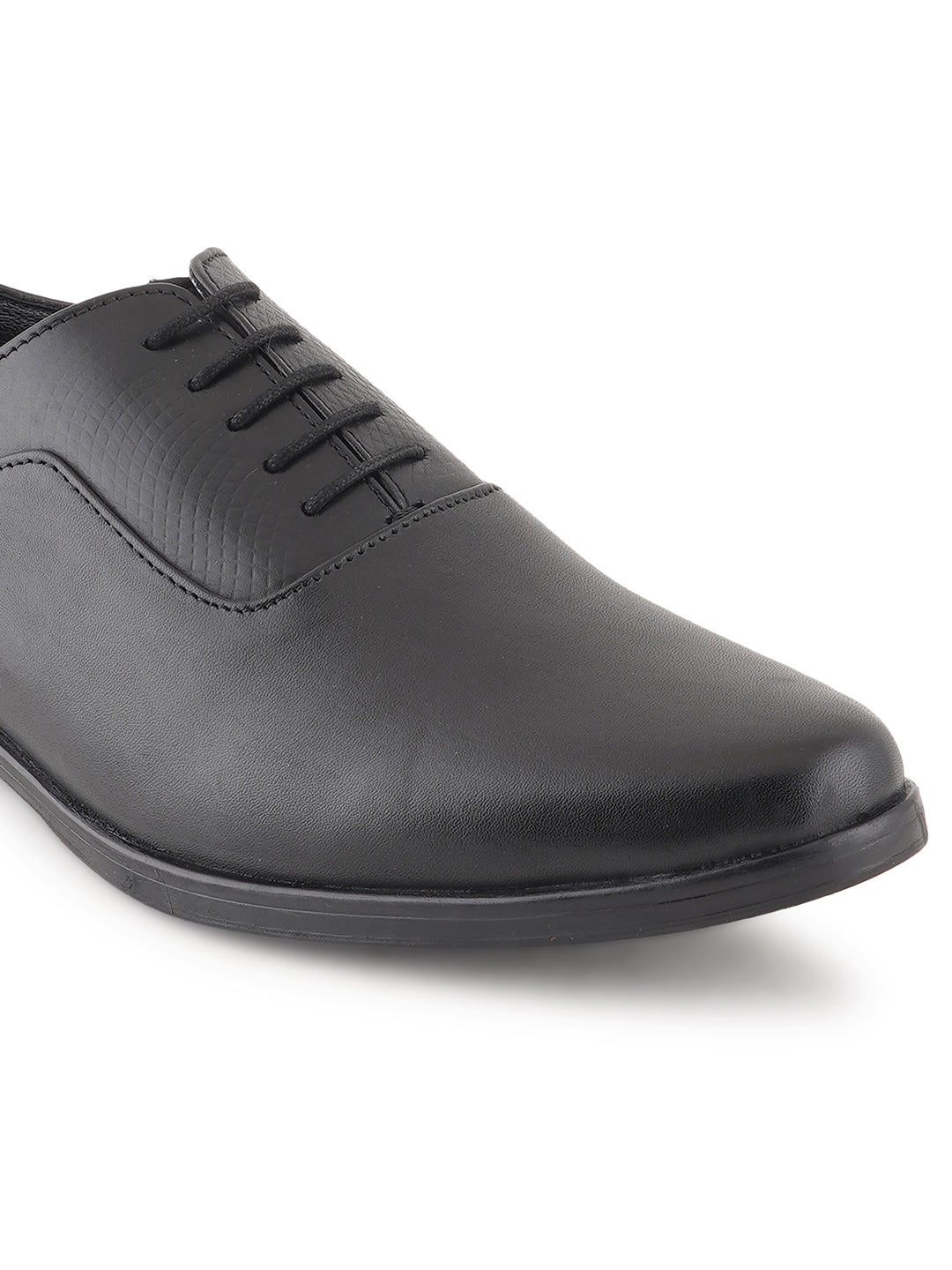 Black Lace Up Men Leather Formal Textured Shoes