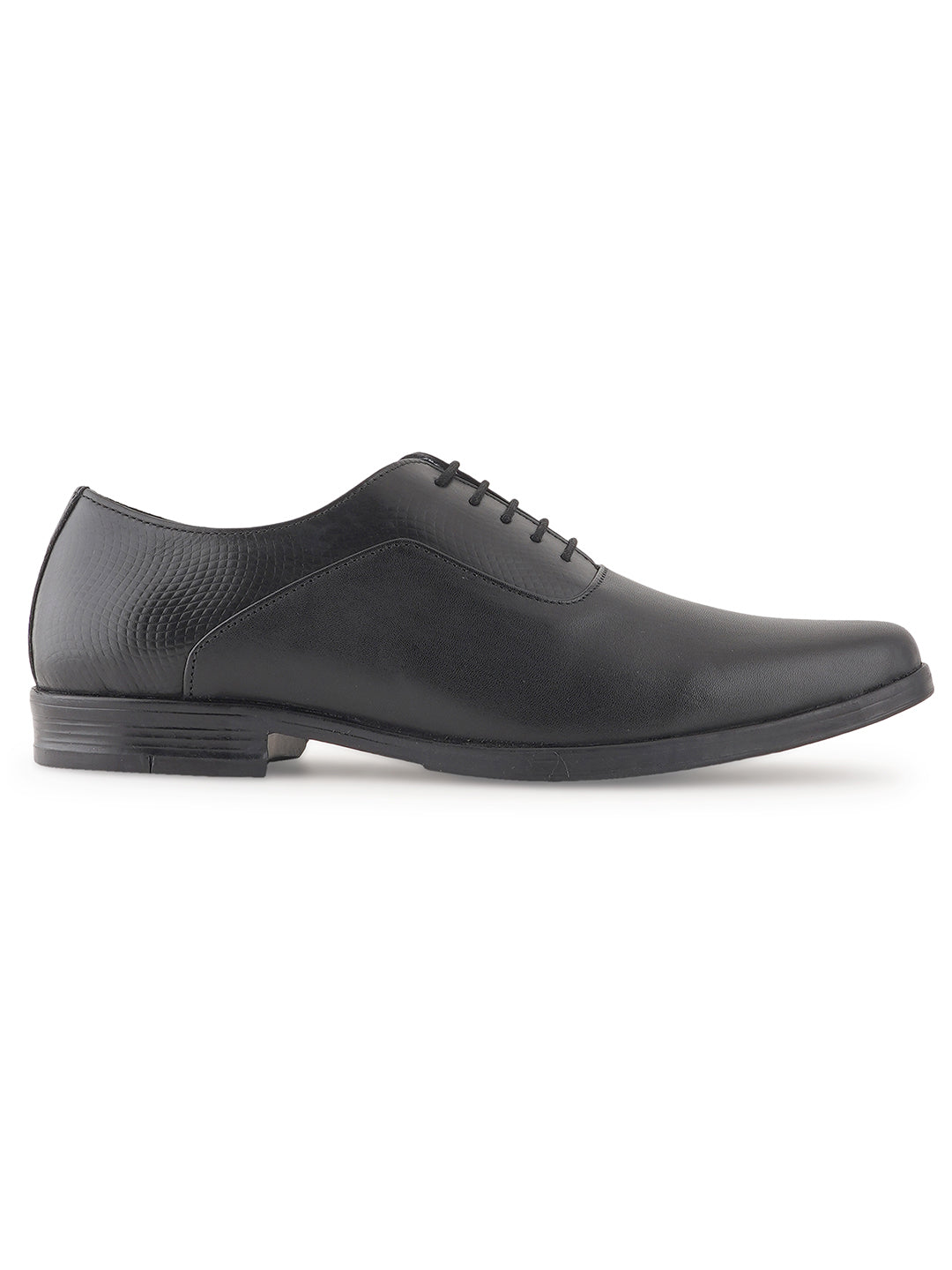 Black Lace Up Men Leather Formal Textured Shoes