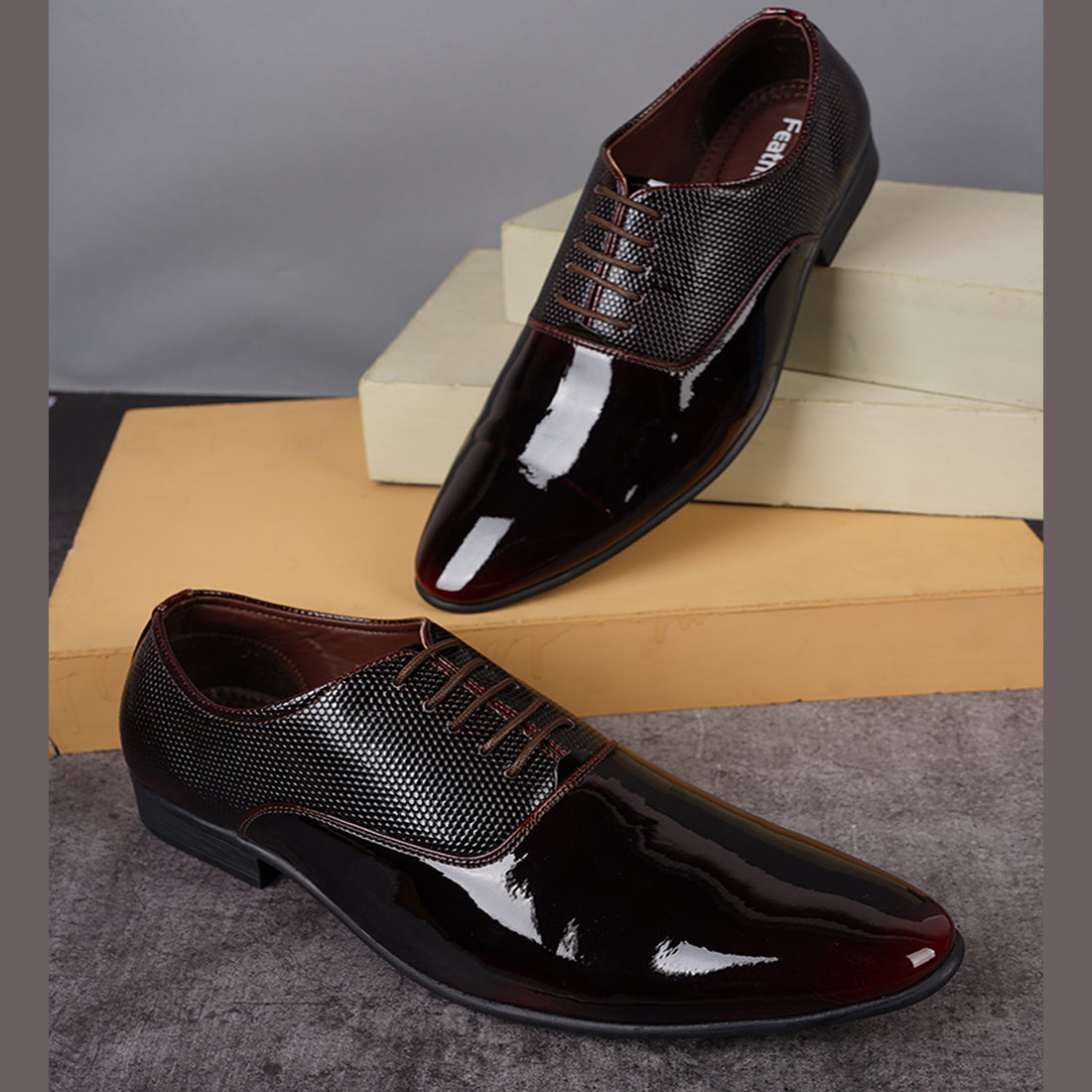 STYLE SHOES Cherry Lace Up Men Formal Textured Partywear Shoes
