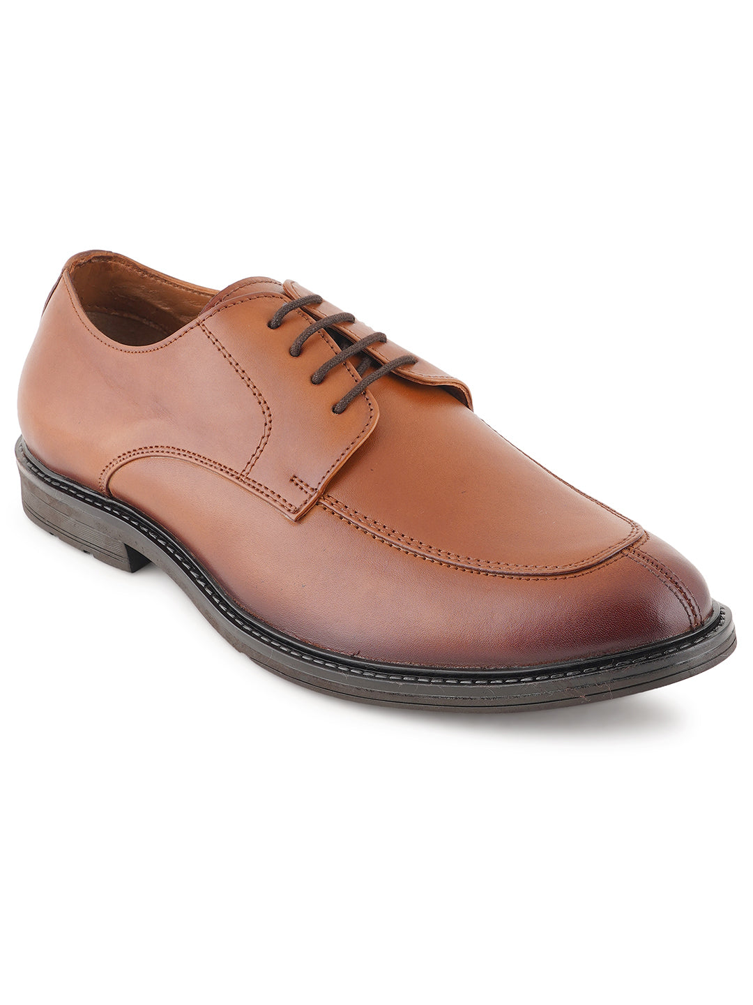 STYLE SHOES Tan Leather Formal Lace Up Derby Shoes for Men