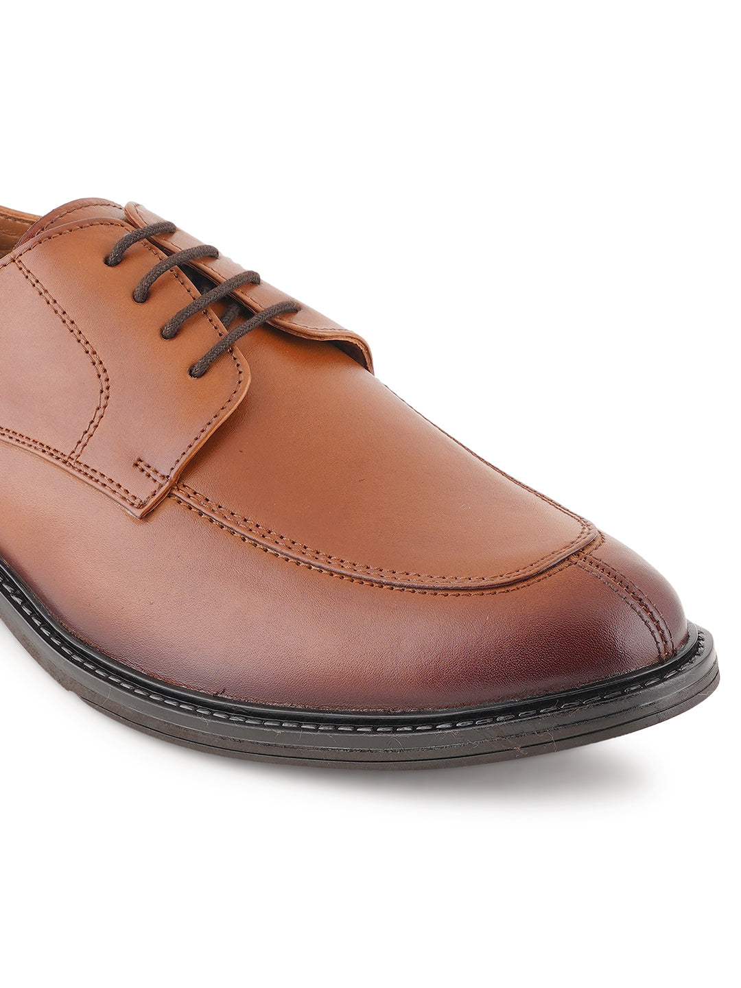 STYLE SHOES Tan Leather Formal Lace Up Derby Shoes for Men