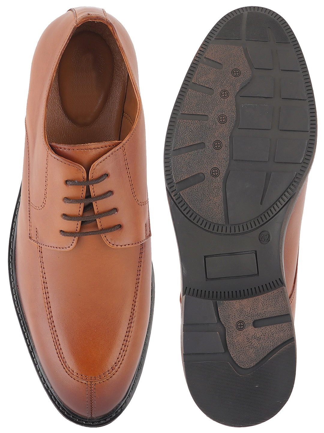 STYLE SHOES Tan Leather Formal Lace Up Derby Shoes for Men