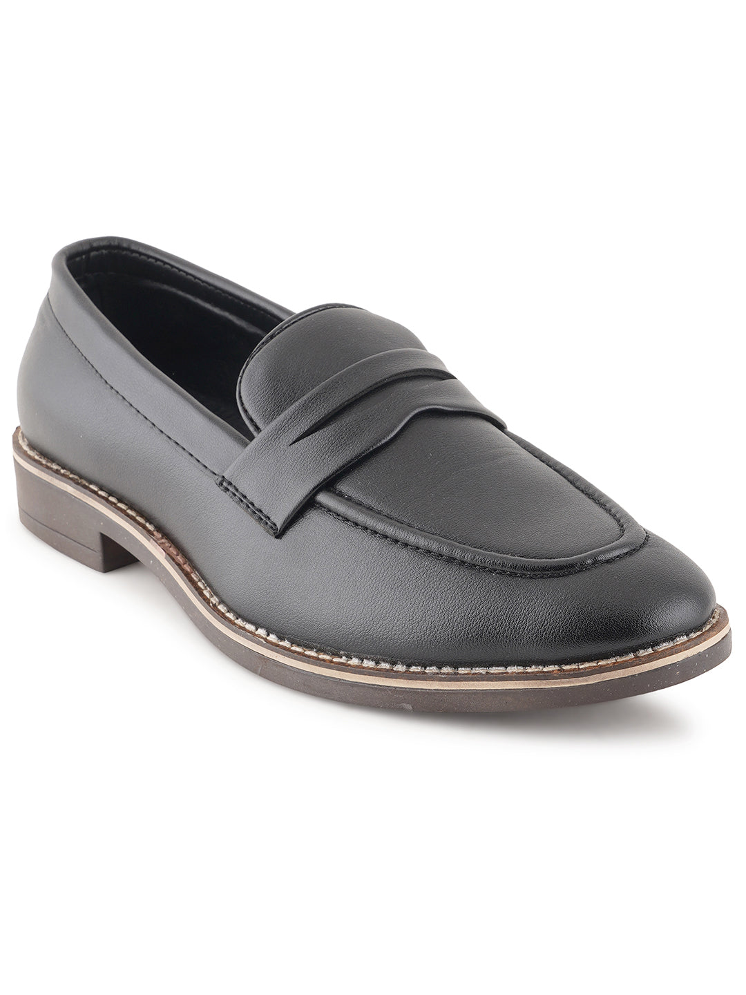 STYLE SHOES Black Micro Upper Formal Loafers Shoes for Men