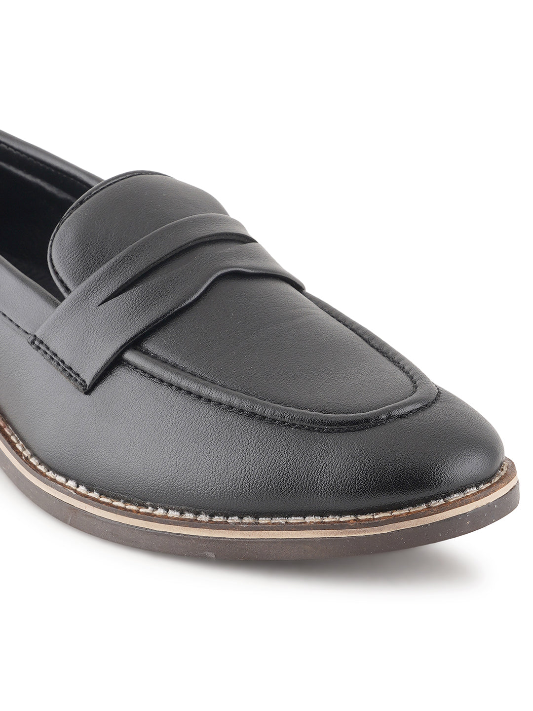 STYLE SHOES Black Micro Upper Formal Loafers Shoes for Men