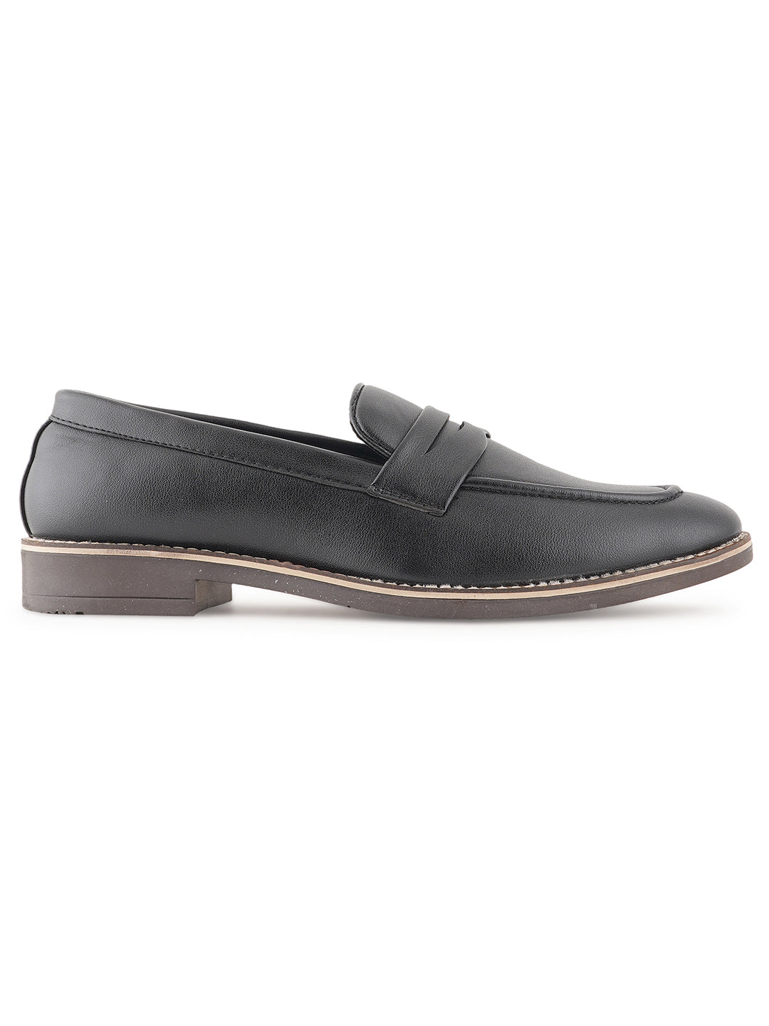 STYLE SHOES Black Micro Upper Formal Loafers Shoes for Men