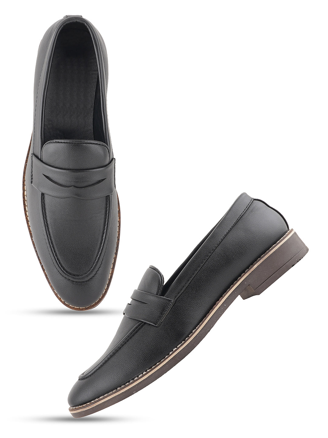 STYLE SHOES Black Micro Upper Formal Loafers Shoes for Men