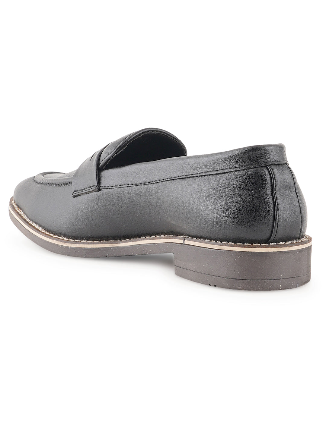STYLE SHOES Black Micro Upper Formal Loafers Shoes for Men