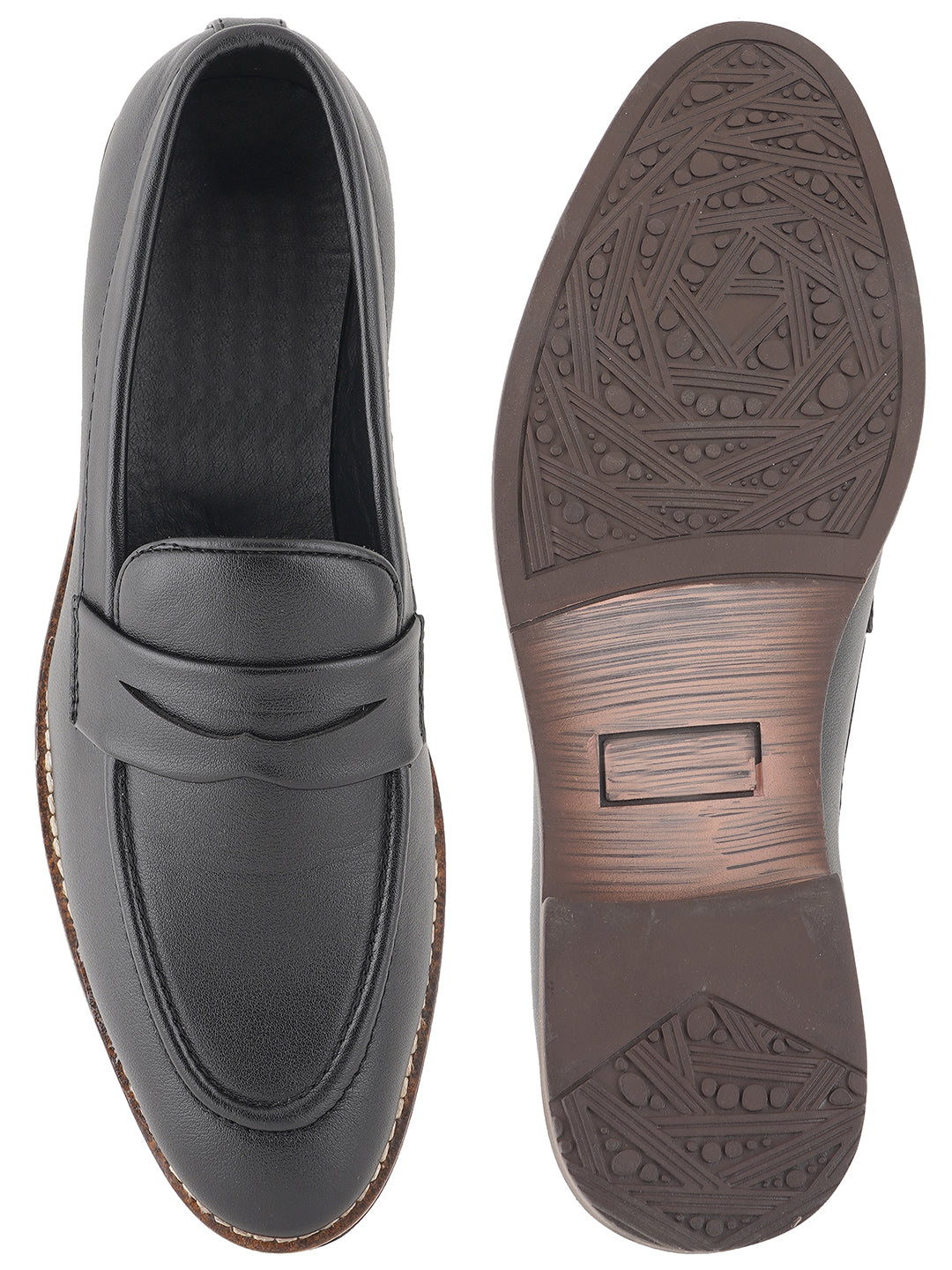 STYLE SHOES Black Micro Upper Formal Loafers Shoes for Men