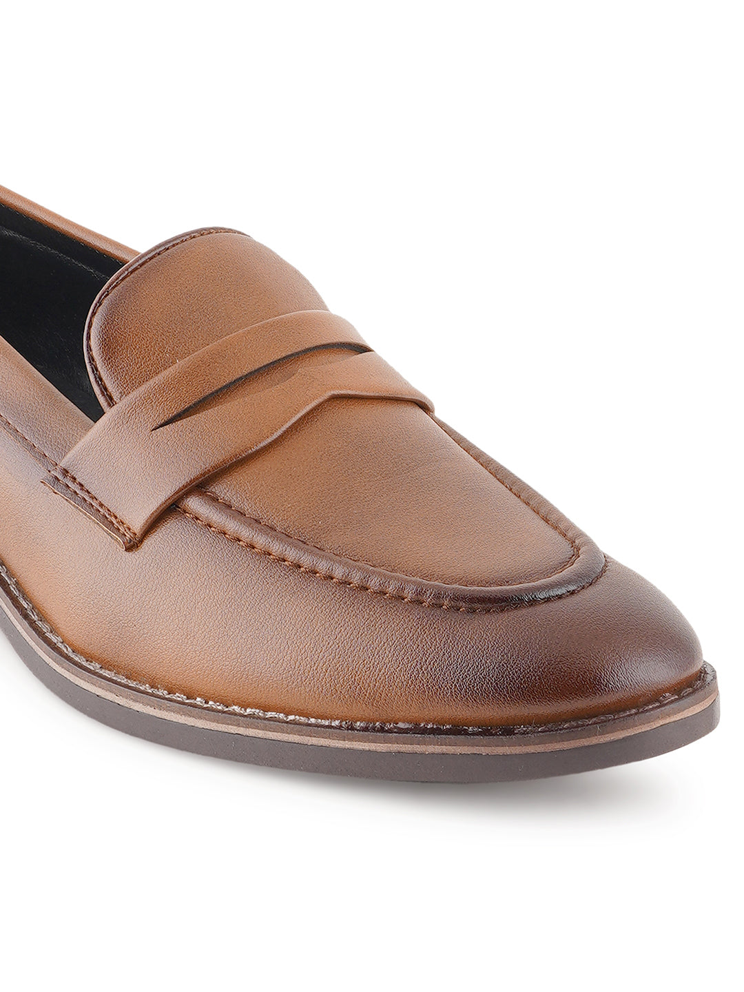 STYLE SHOES Tan Brown Micro Upper Loafer Shoes for Men