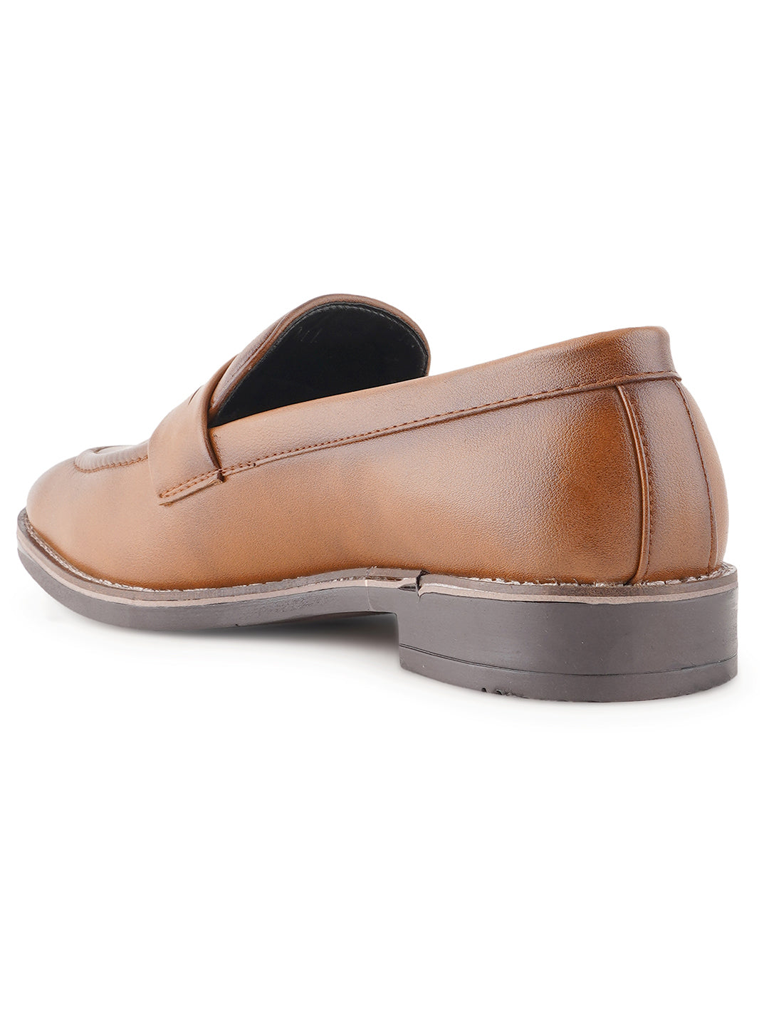 STYLE SHOES Tan Brown Micro Upper Loafer Shoes for Men