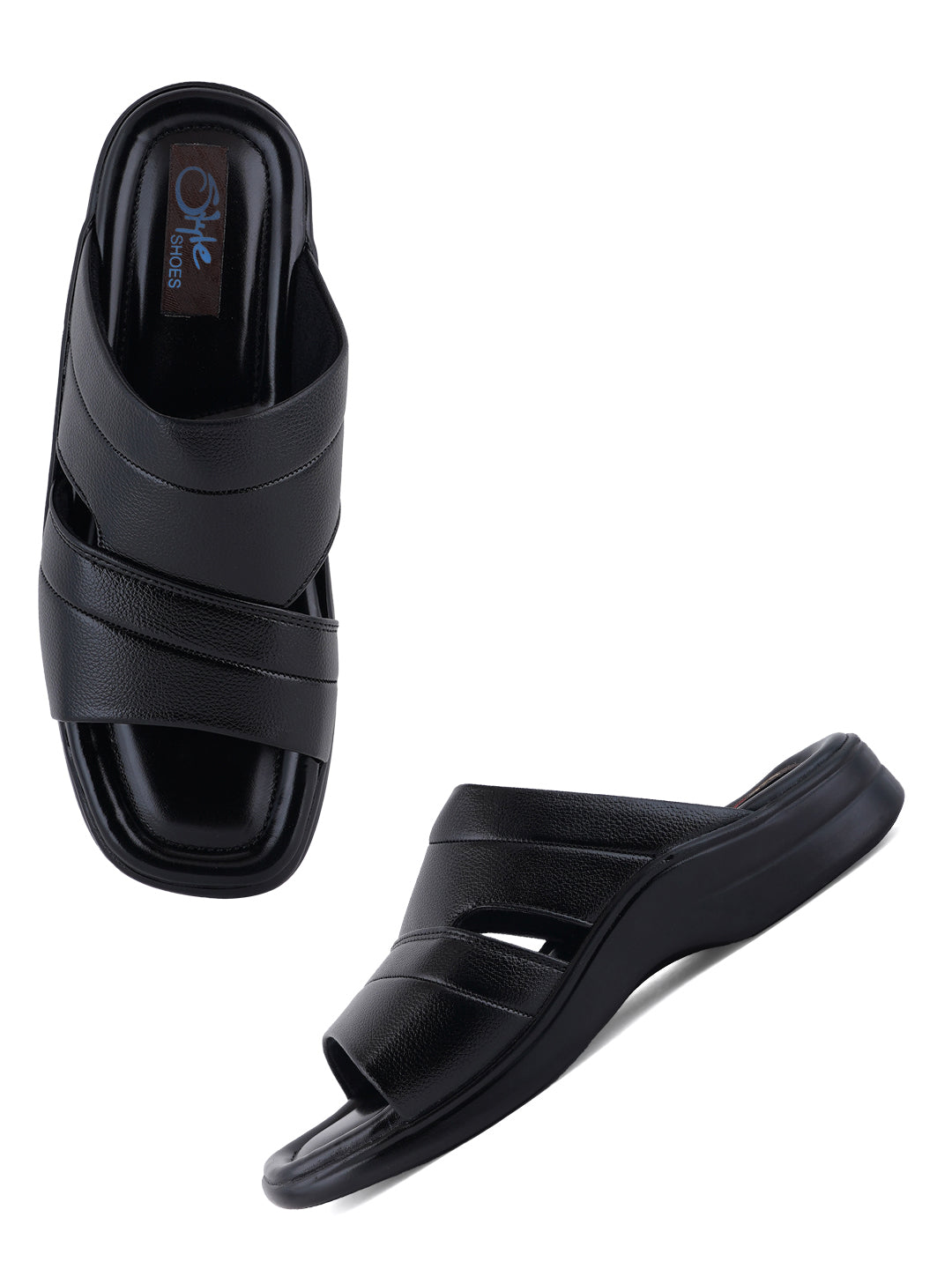STYLE SHOES Black Micro Upper Sandals for Men