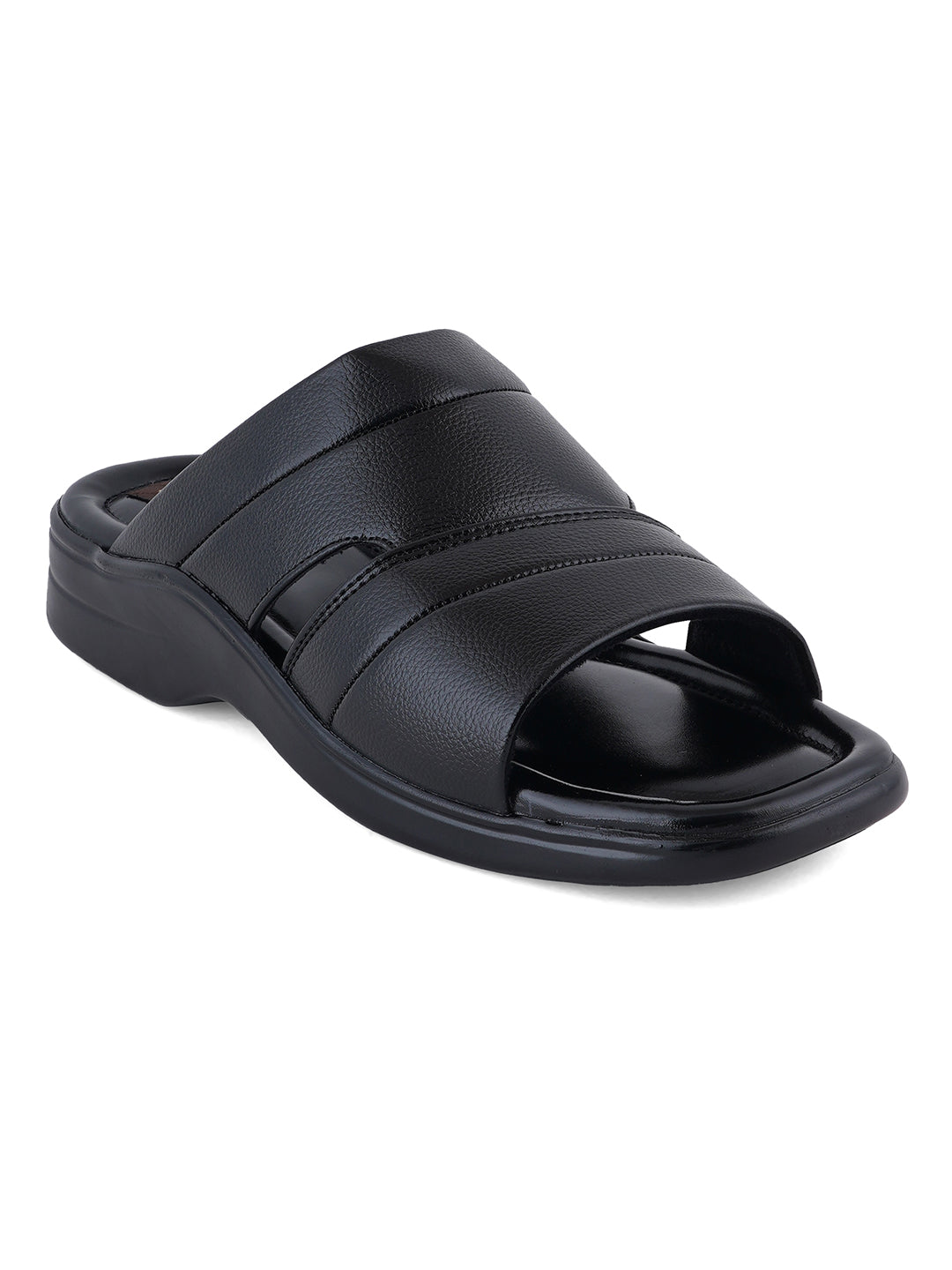 STYLE SHOES Black Micro Upper Sandals for Men