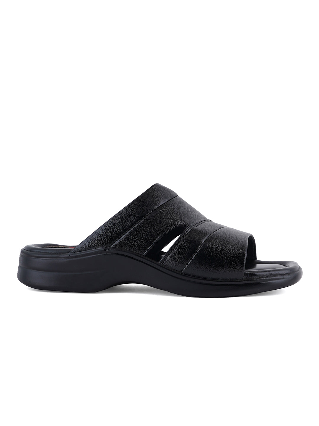 STYLE SHOES Black Micro Upper Sandals for Men