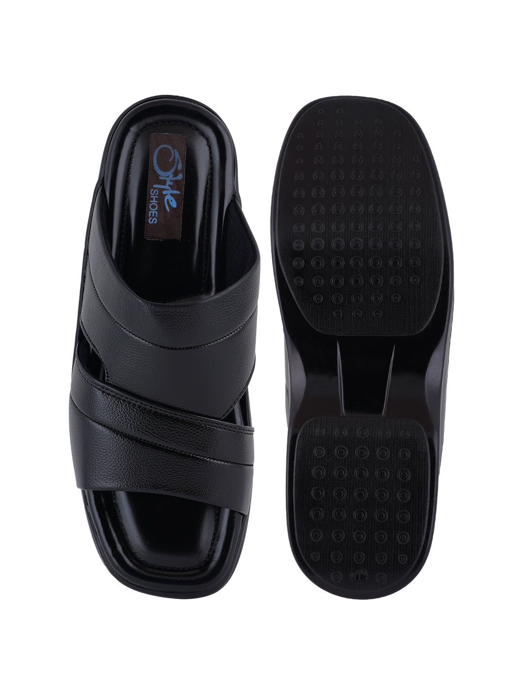 STYLE SHOES Black Micro Upper Sandals for Men