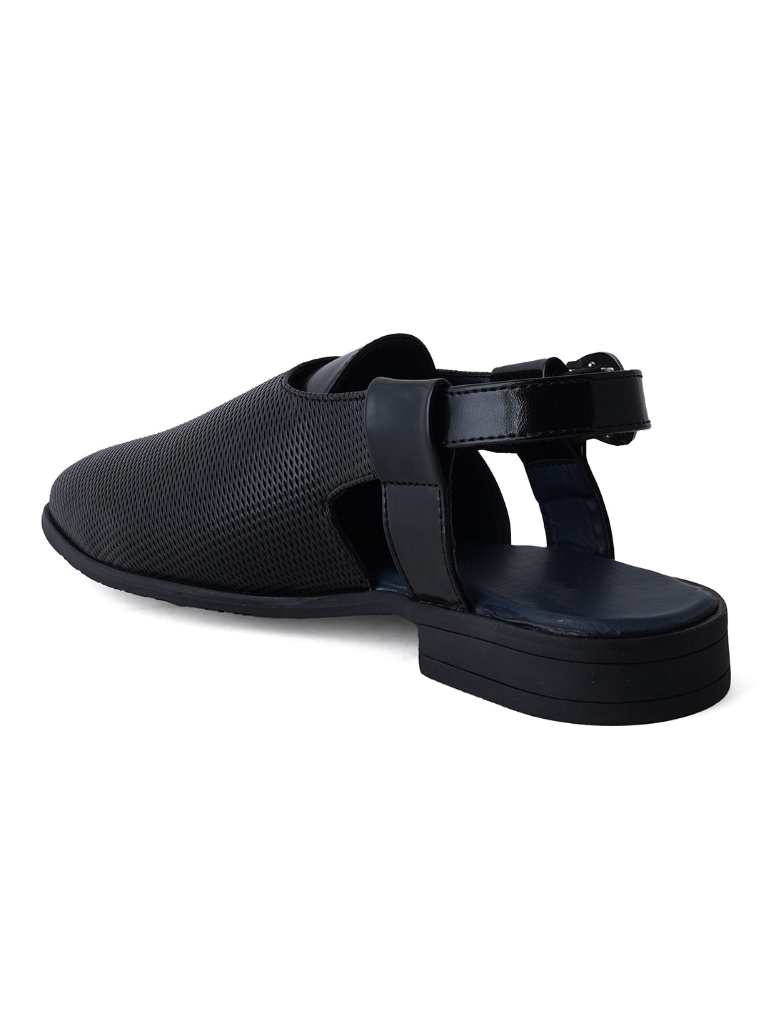 STYLE SHOES Black Micro Upper Peshawari Sandals for Men