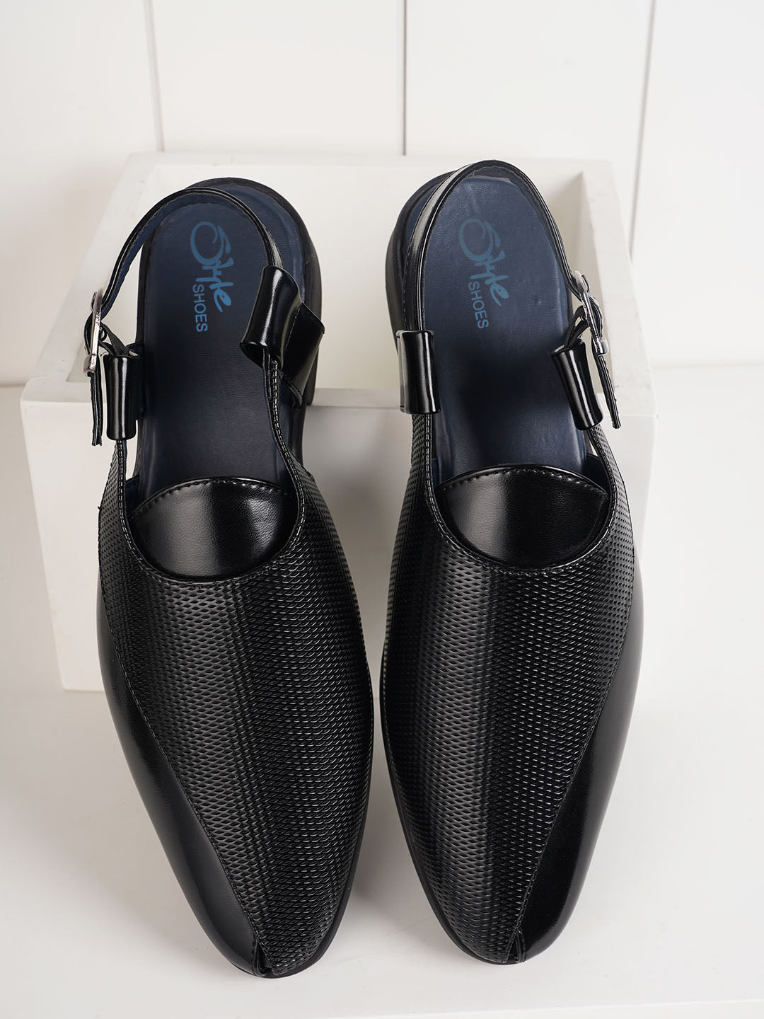 STYLE SHOES Black Micro Upper Peshawari Sandals for Men