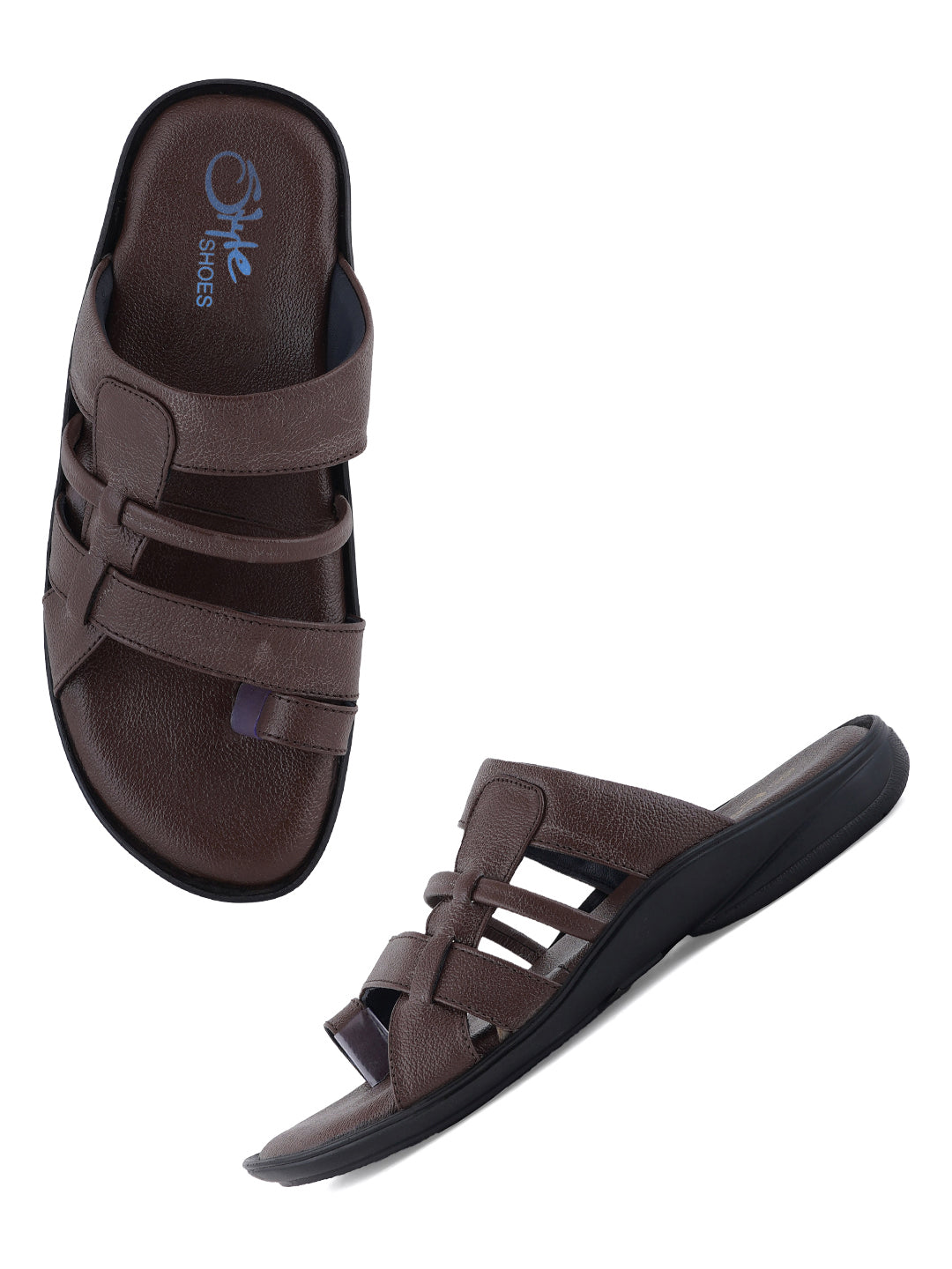STYLE SHOES Brown Leather Sandals for Men