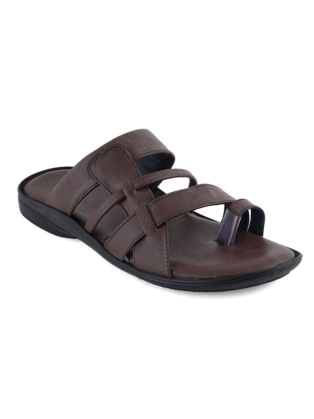 STYLE SHOES Brown Leather Sandals for Men