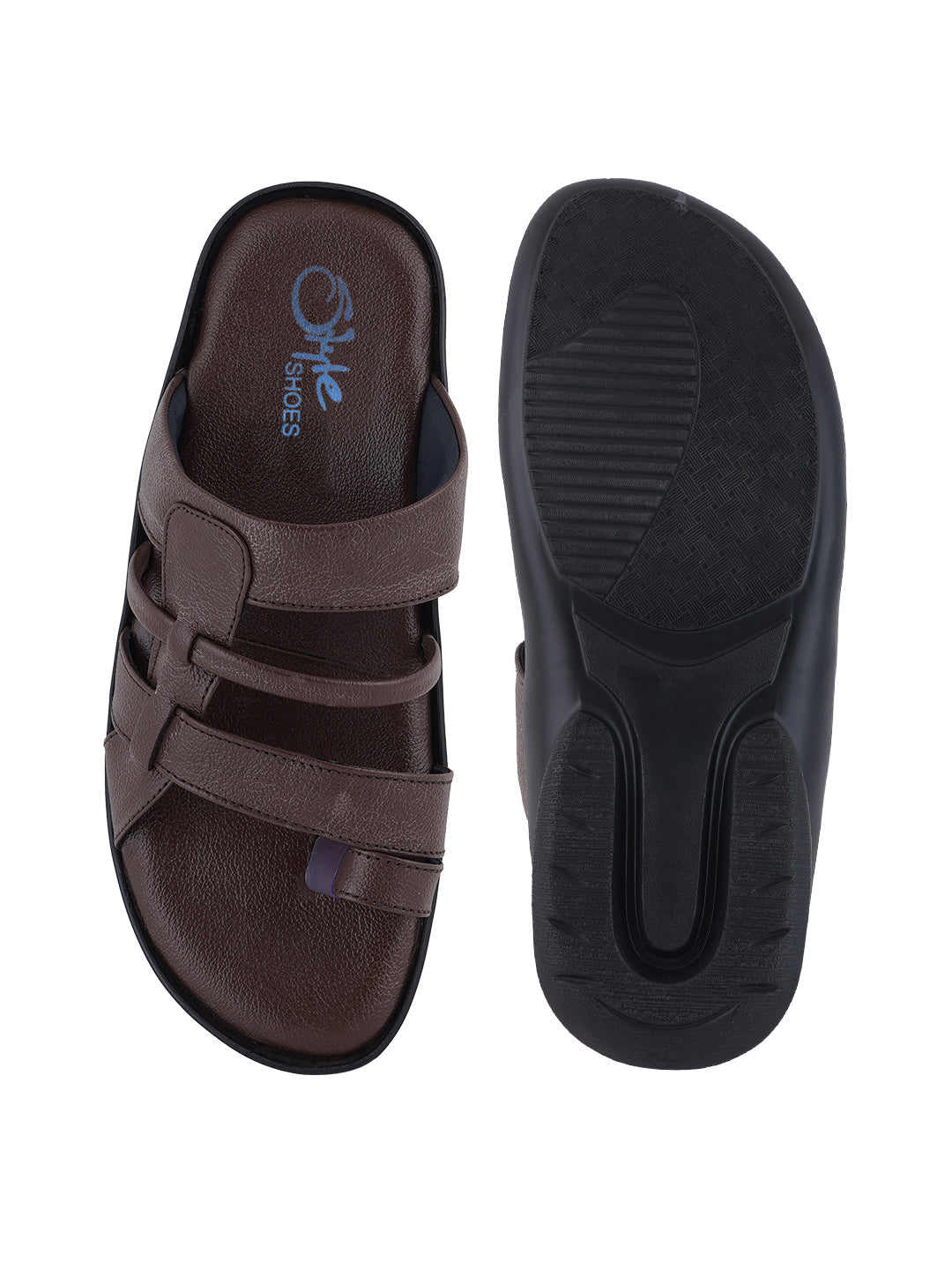 STYLE SHOES Brown Leather Sandals for Men