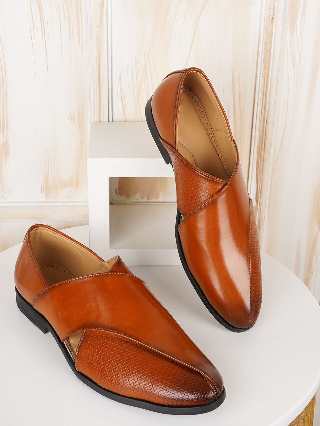 STYLE SHOES Tan Micro Upper Peshawari Sandals for Men