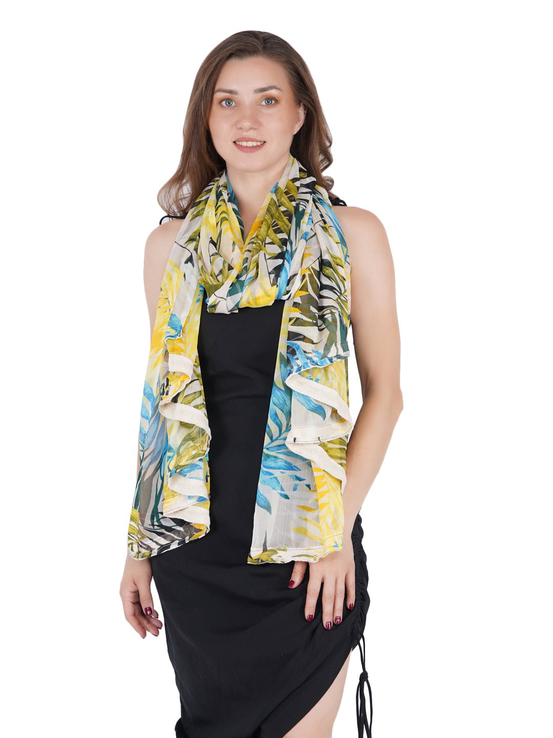 Style Shoes Yellow & Blue Printed Stole for Women & Girls