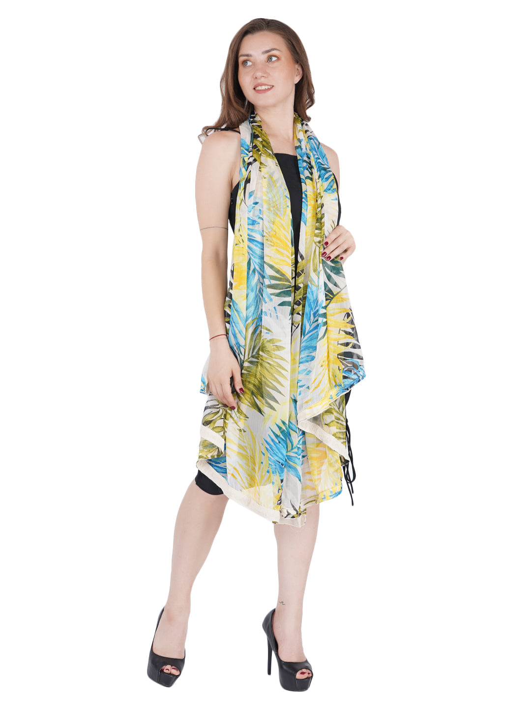 Style Shoes Yellow & Blue Printed Stole for Women & Girls