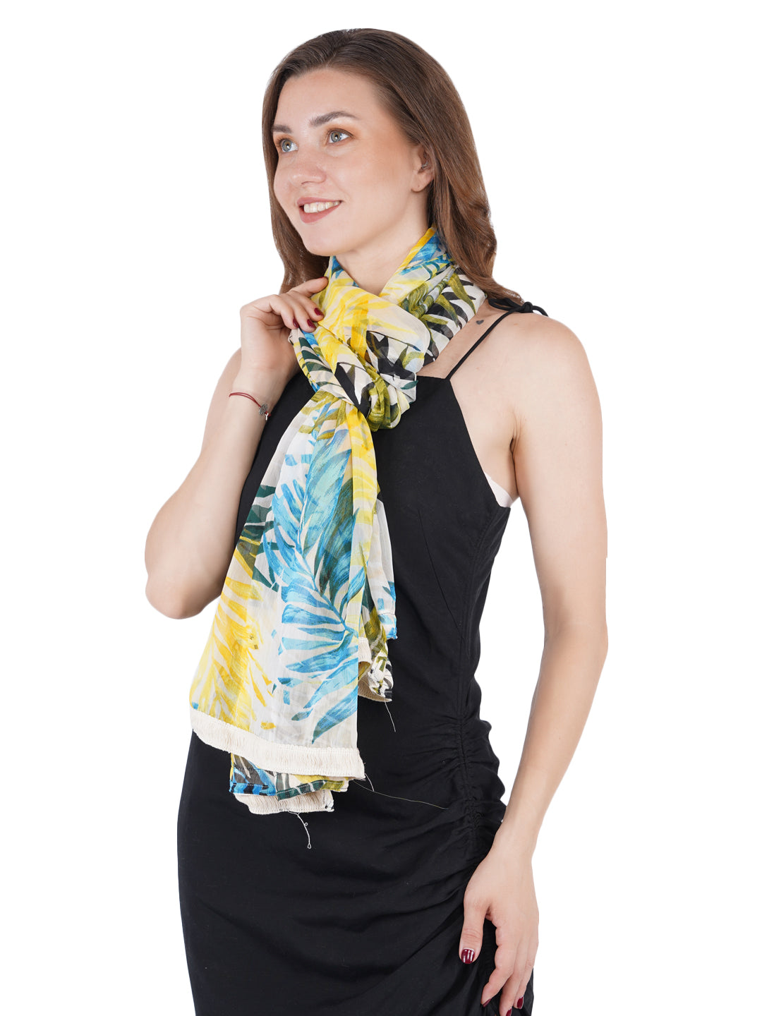 Style Shoes Yellow & Blue Printed Stole for Women & Girls