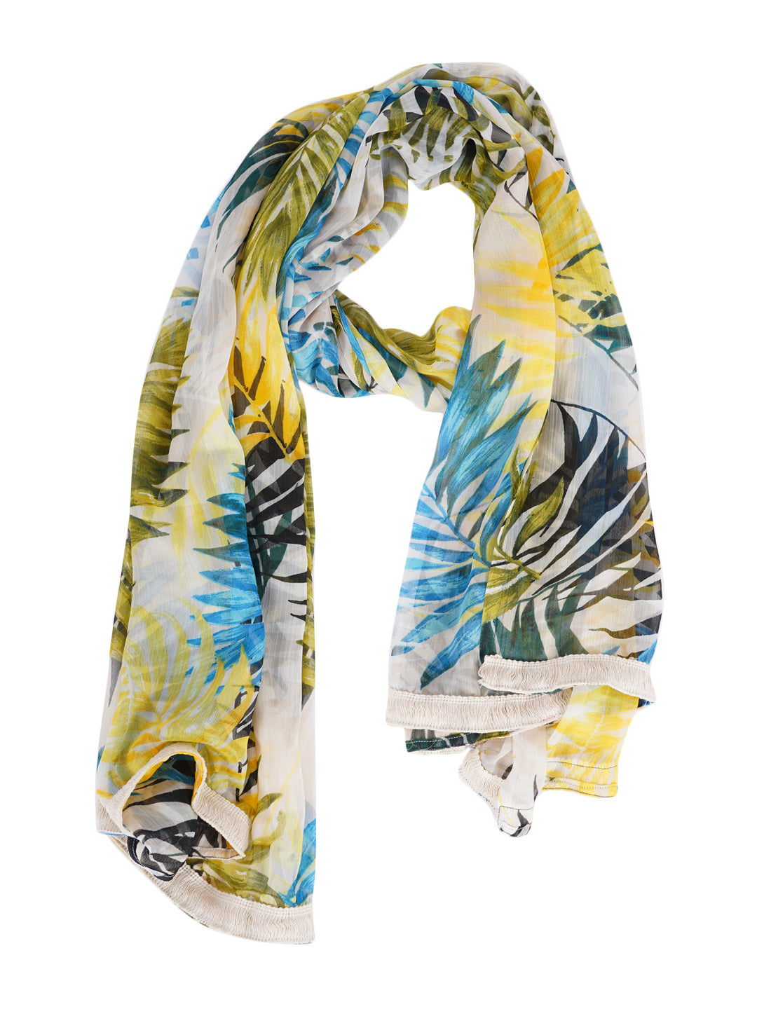 Style Shoes Yellow & Blue Printed Stole for Women & Girls