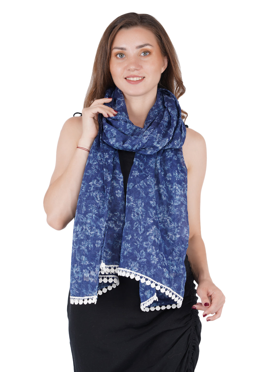 Style Shoes Blue Floral Printed Stole for Women & Girls