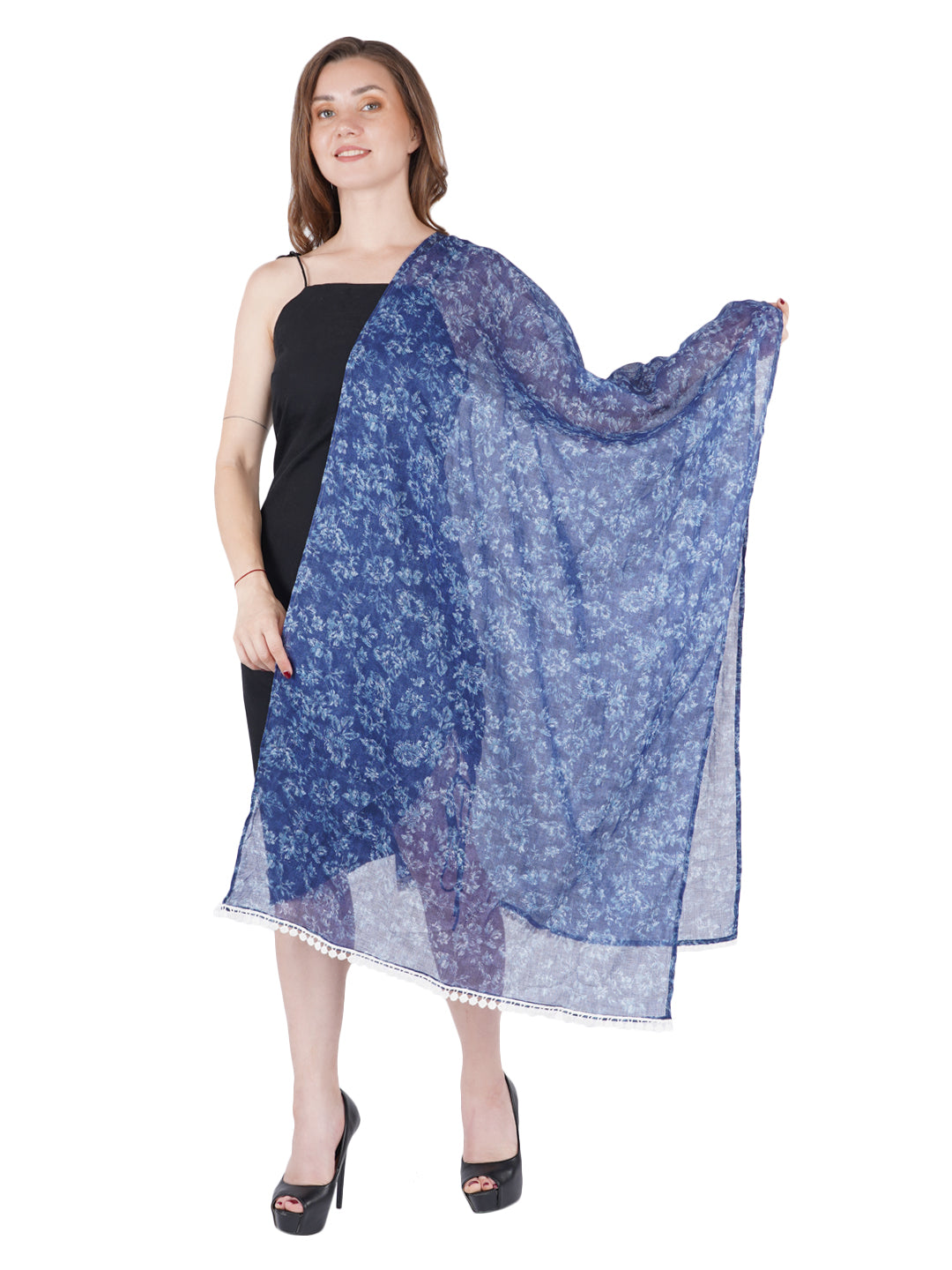 Style Shoes Blue Floral Printed Stole for Women & Girls