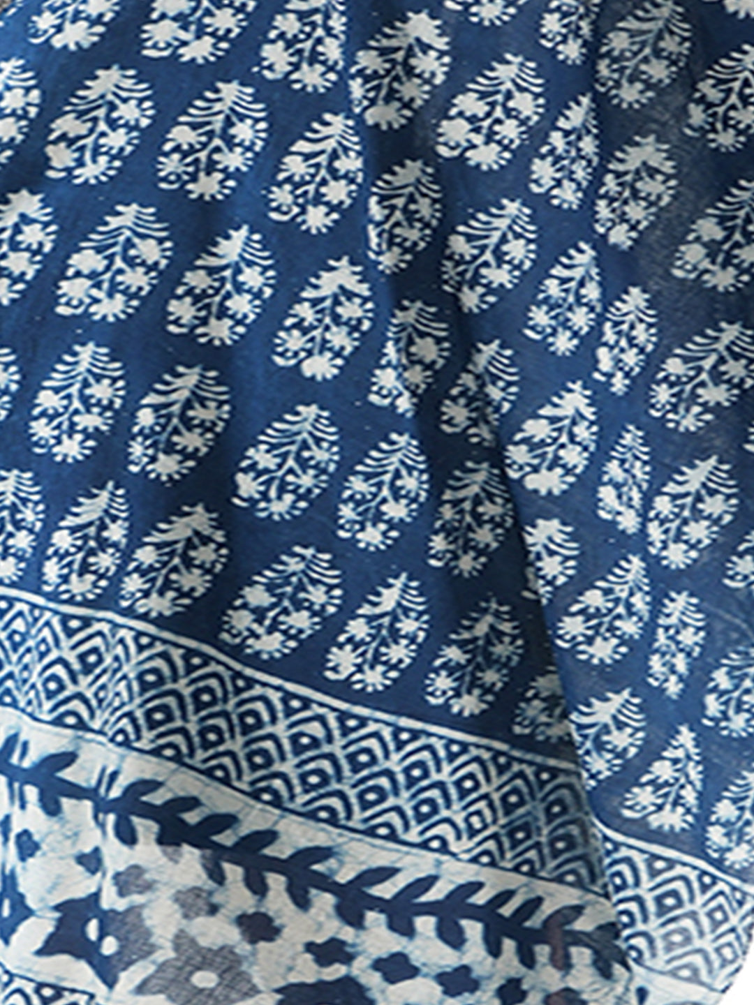 Style Shoes Blue Hand Printed Design Cotton Stole for Women & Girls