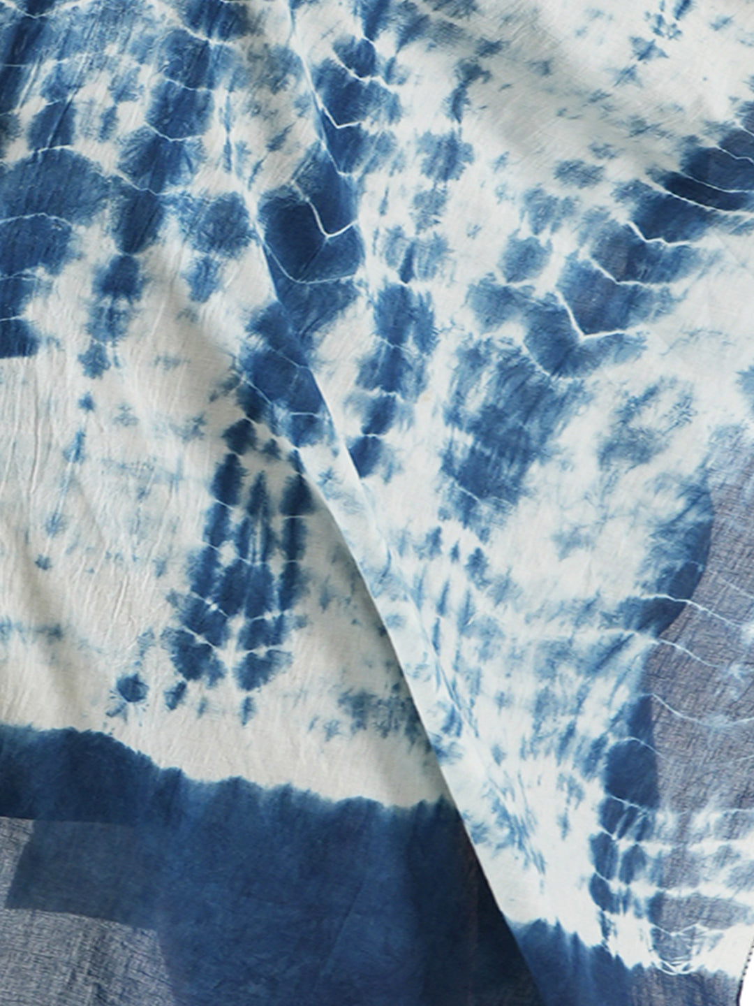 Style Shoes White & Blue Tie and Dye Printed Cotton Stole for Women & Girls