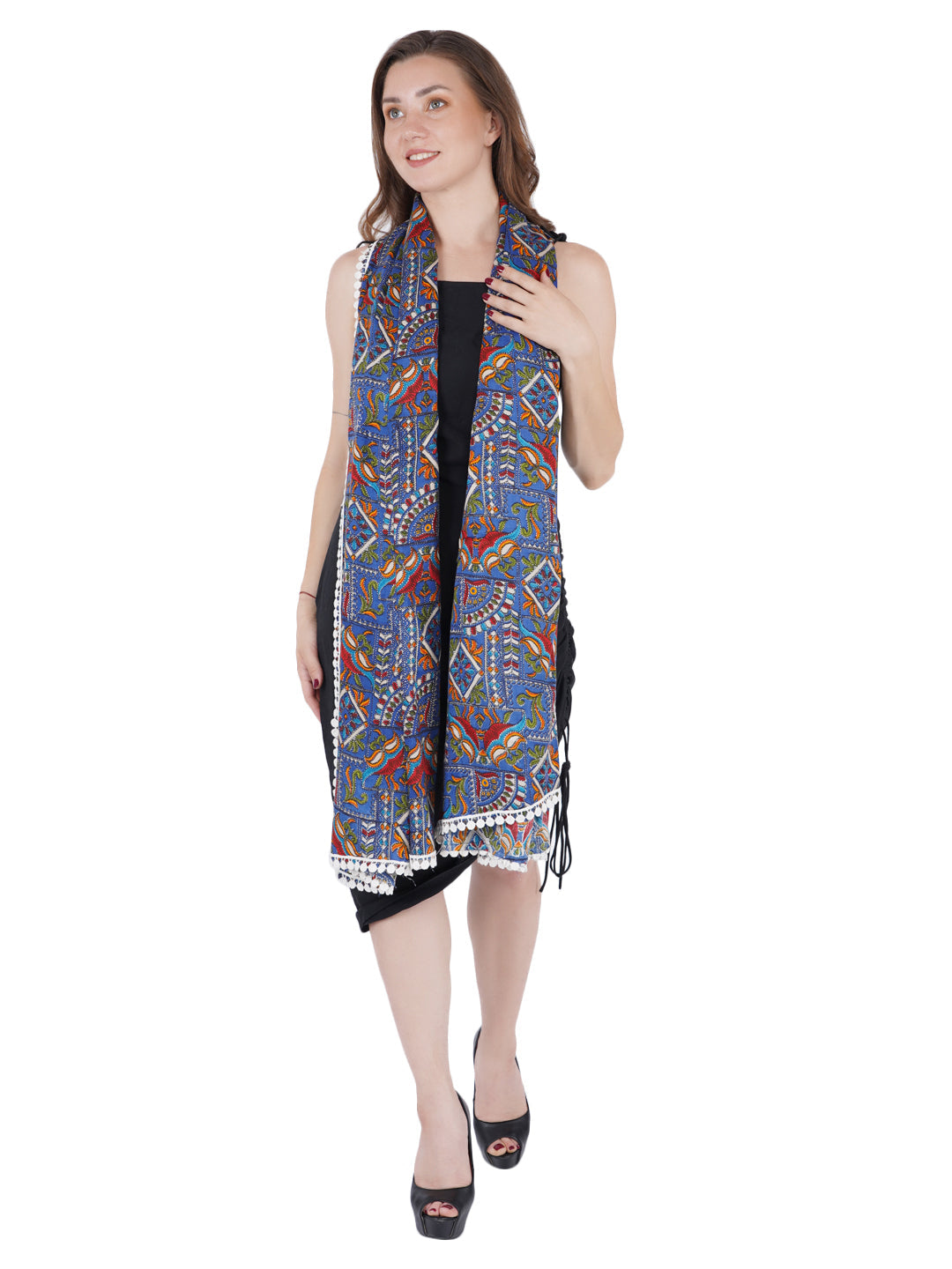 Style Shoes Blue Jaipuri Print Cotton Stole for Women & Girls