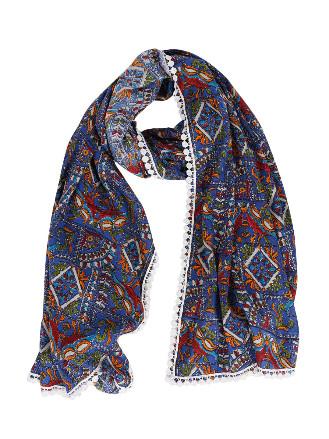 Style Shoes Blue Jaipuri Print Cotton Stole for Women & Girls