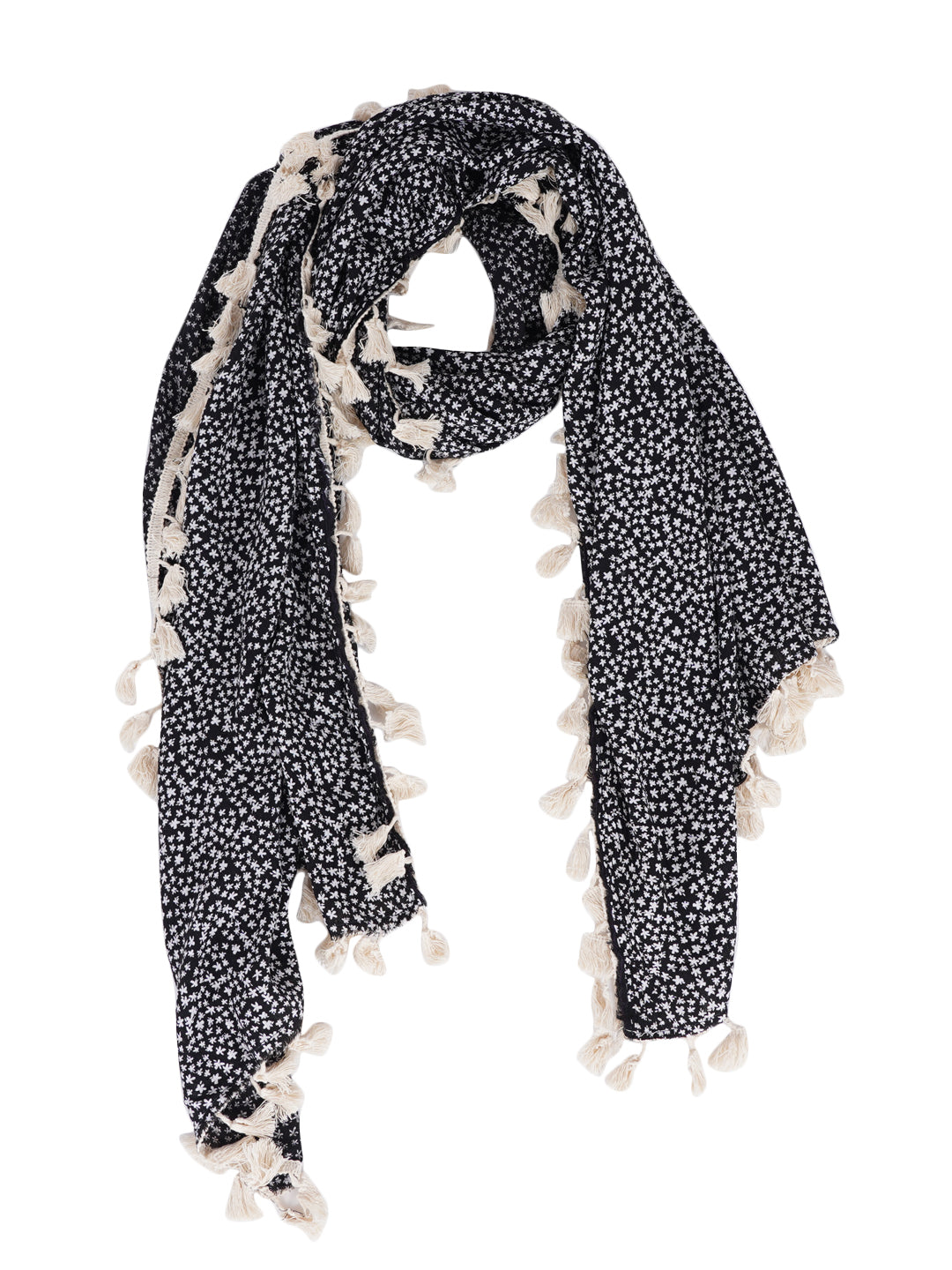 Style Shoes Black Printed Cotton Stole for Women & Girls