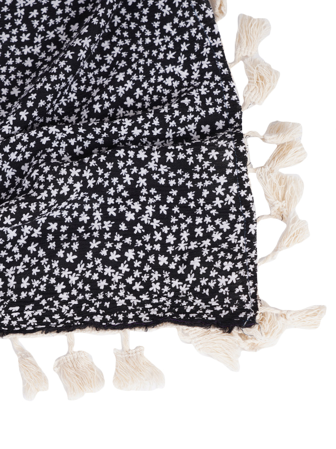 Style Shoes Black Printed Cotton Stole for Women & Girls