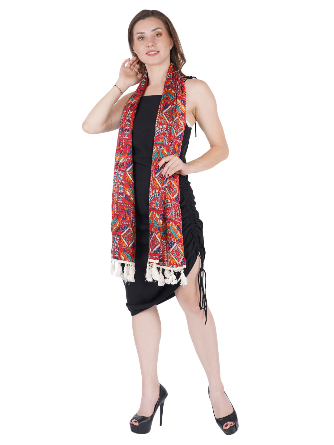 Style Shoes Red Jaipuri Print Cotton Stole for Women & Girls