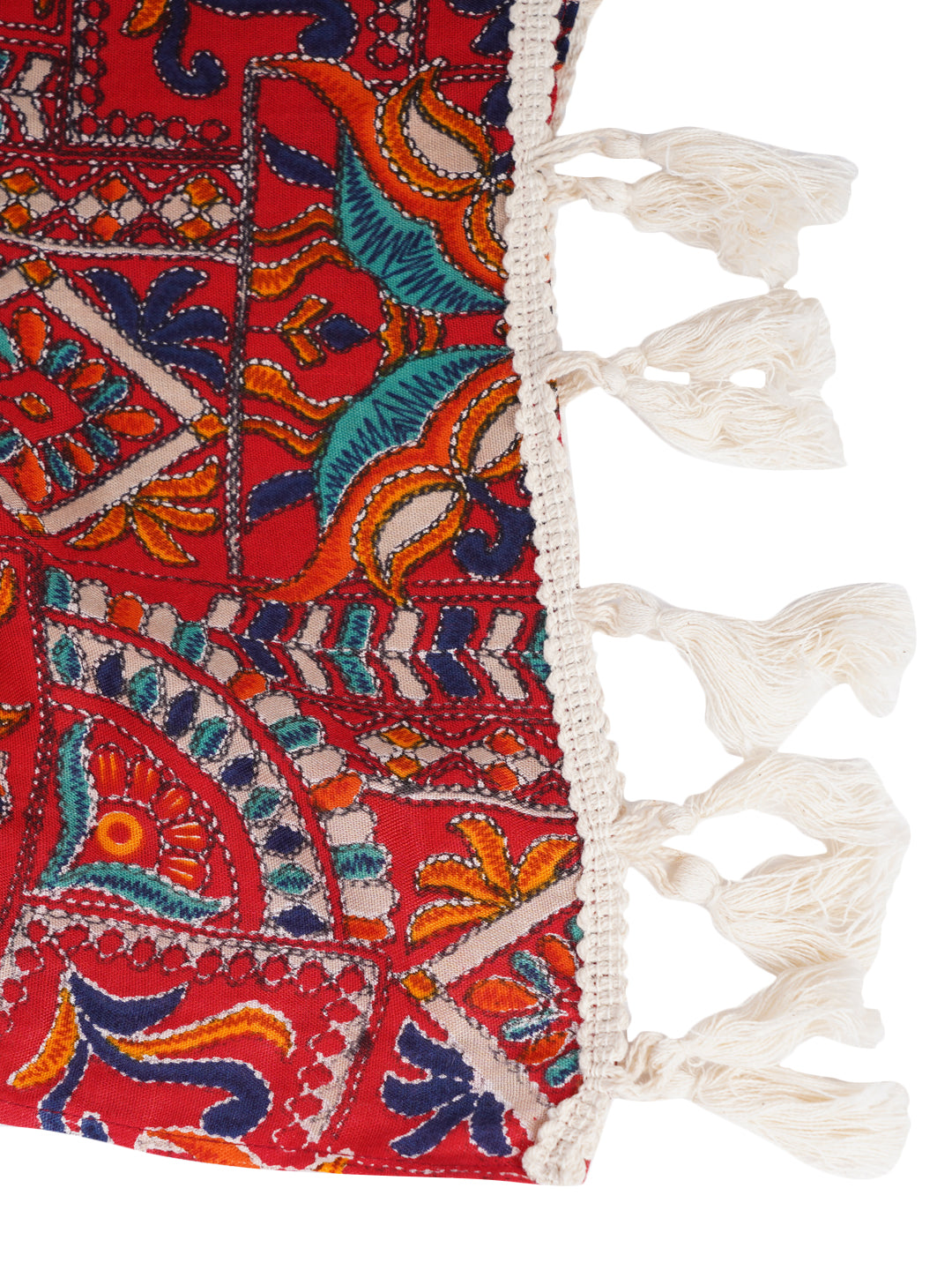 Style Shoes Red Jaipuri Print Cotton Stole for Women & Girls