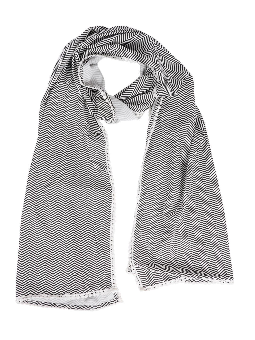 Style Shoes Black Stripe Print Cotton Stole for Women & Girls