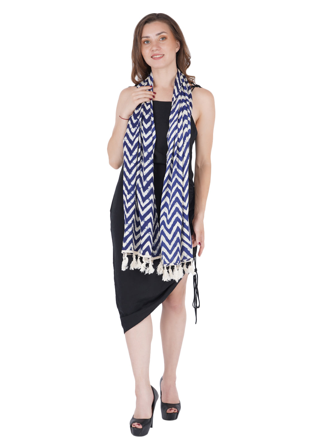 Style Shoes Blue Stripe Print Cotton Stole for Women & Girls