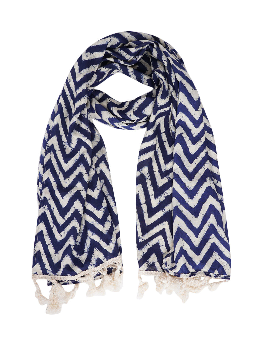 Style Shoes Blue Stripe Print Cotton Stole for Women & Girls