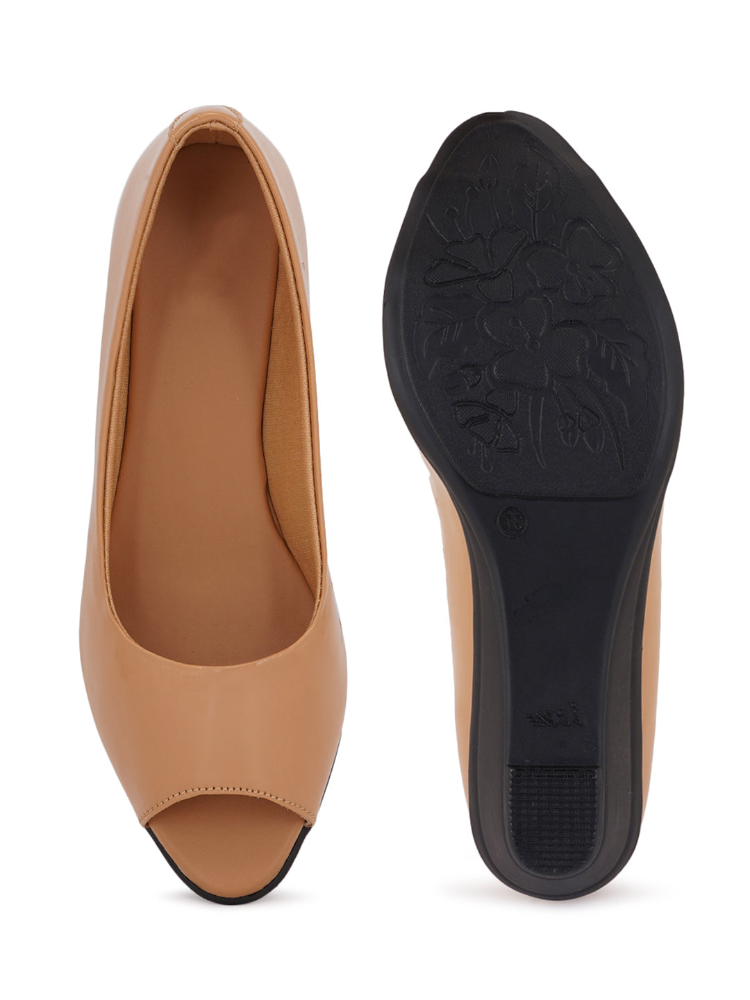 Style Shoes Beige Wedge Heel Bellies For Women and Girls