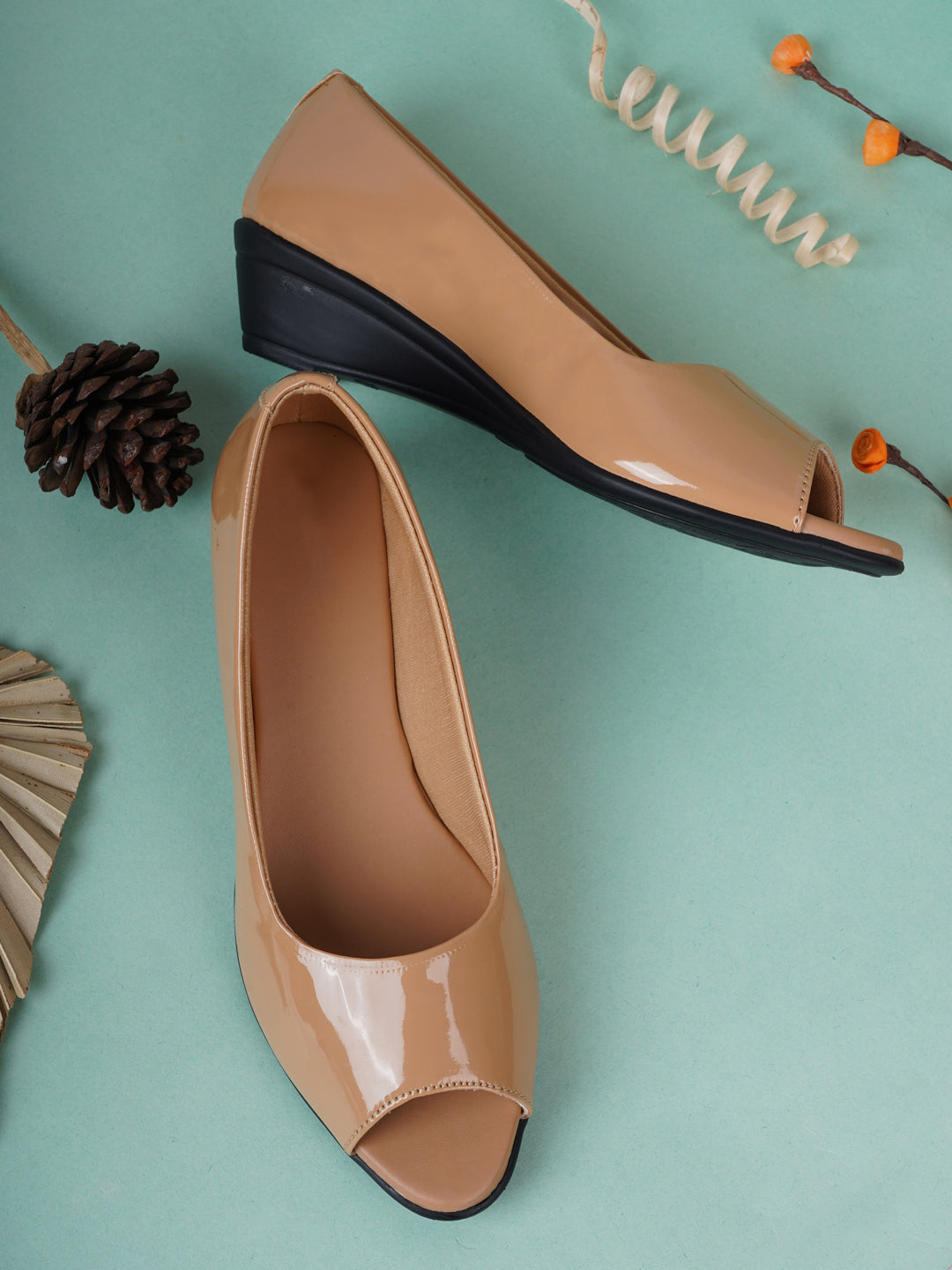Style Shoes Beige Wedge Heel Bellies For Women and Girls