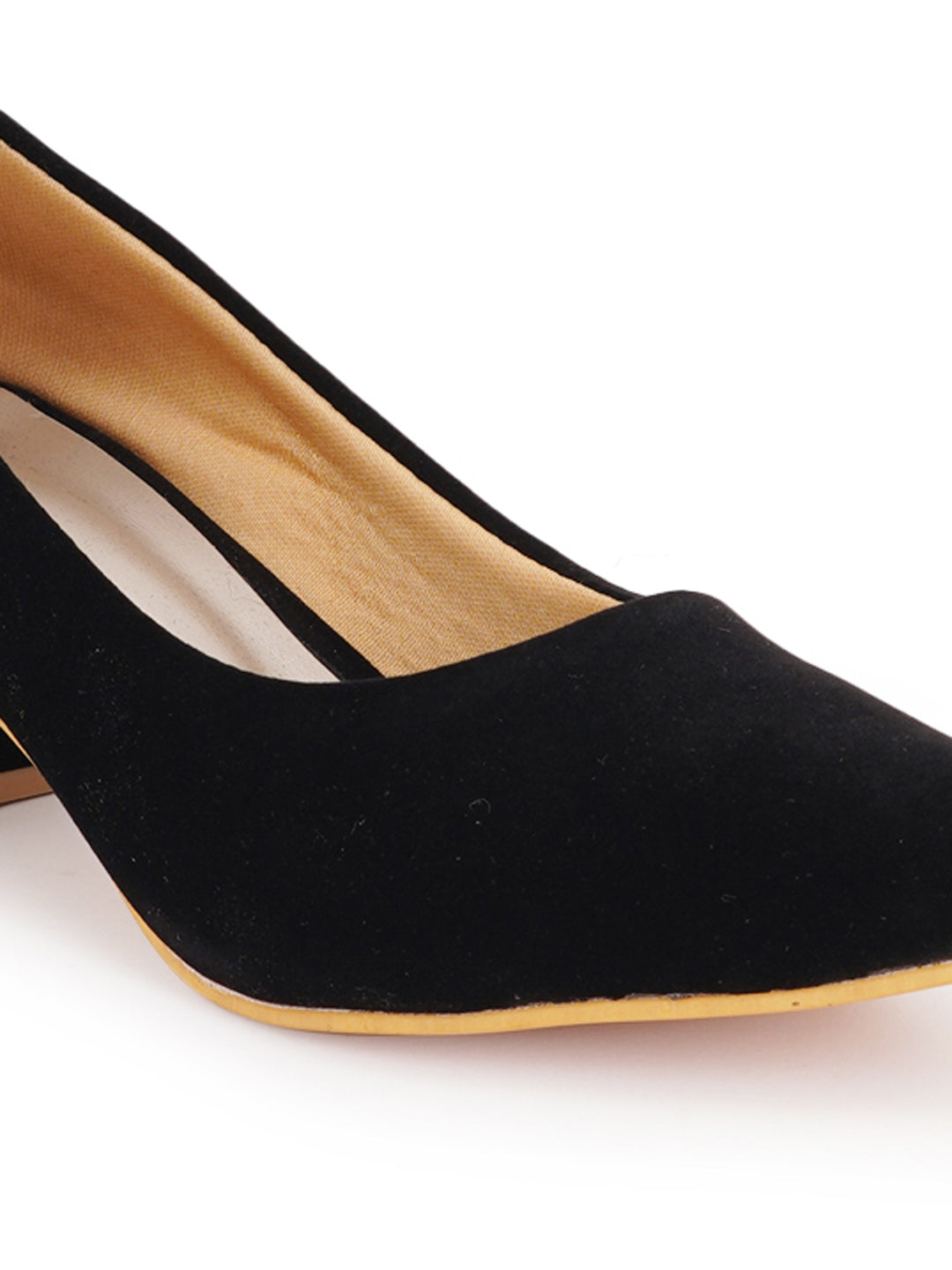 Style Shoes Pointed Toe Suede Block Heels Bellies for Women and Girls