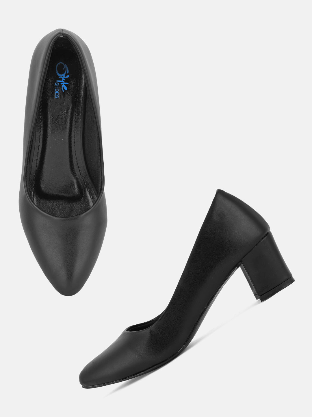 Style Shoes Black Block Heel Pumps Bellies for Women and Girls