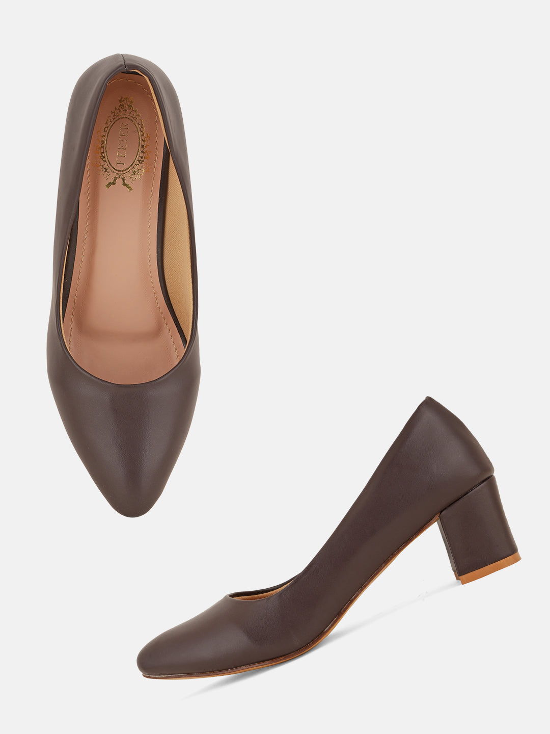 Style Shoes Brown Block Heel Pumps Bellies for Women and Girls