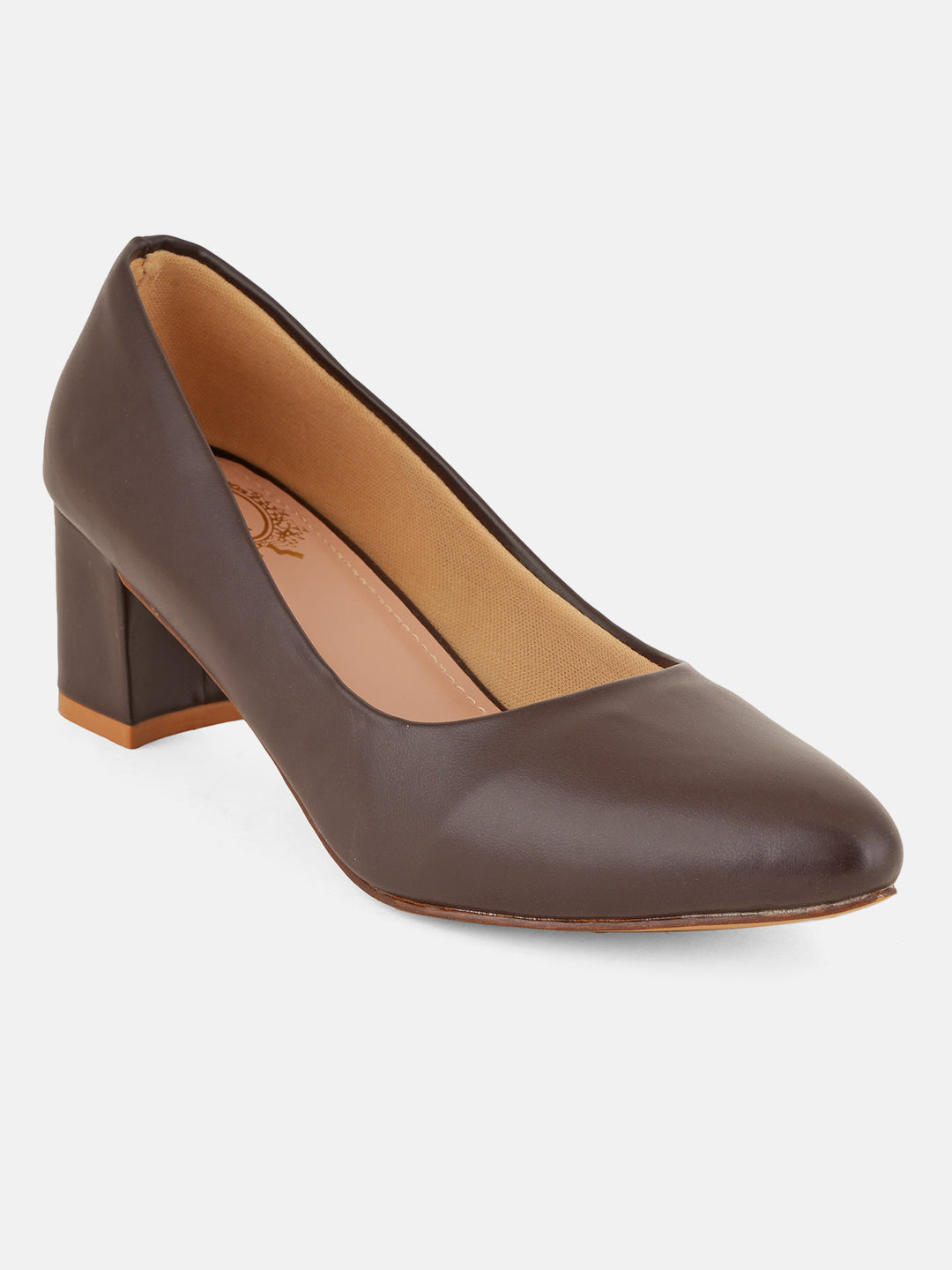 Style Shoes Brown Block Heel Pumps Bellies for Women and Girls