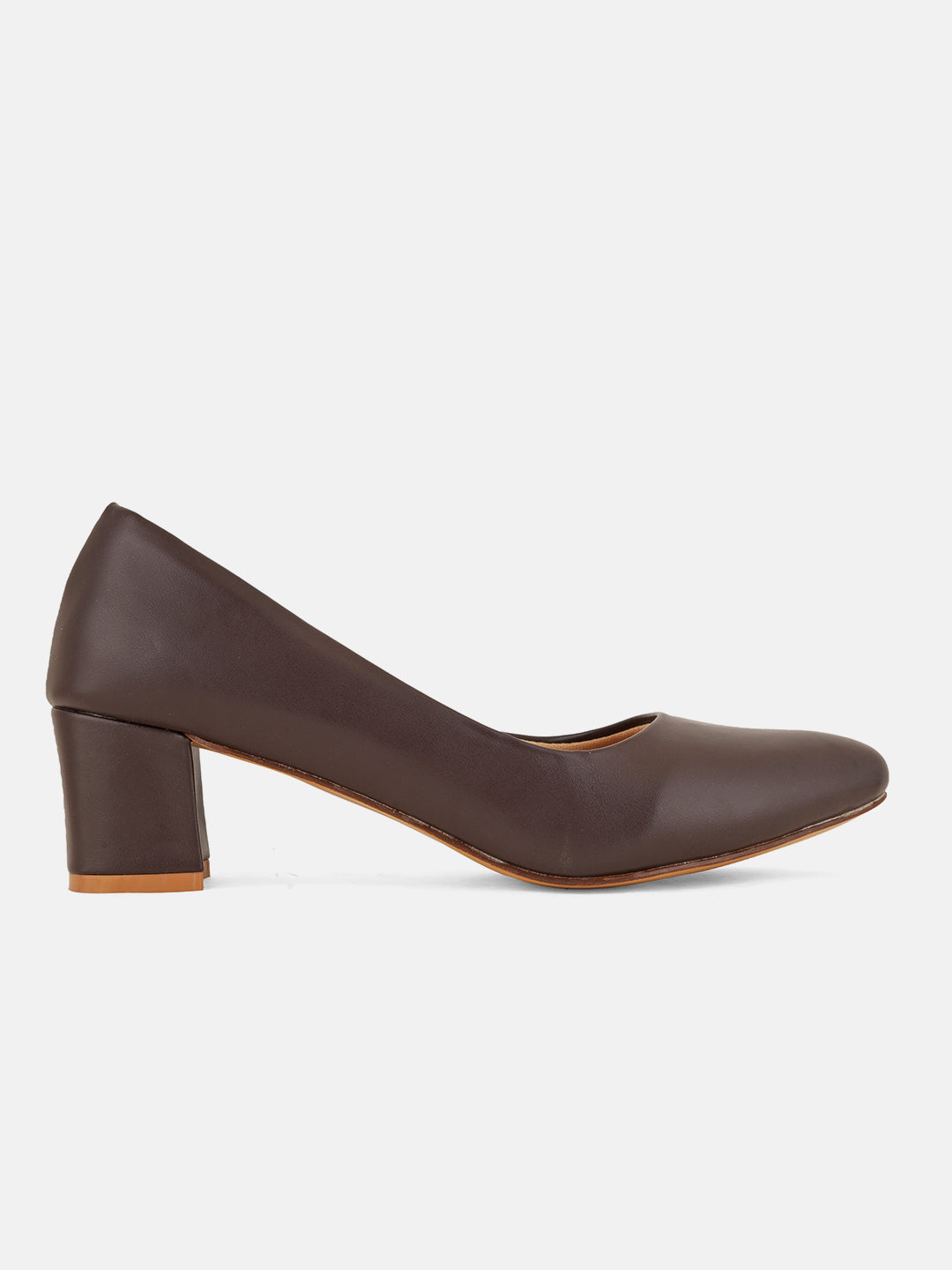 Style Shoes Brown Block Heel Pumps Bellies for Women and Girls