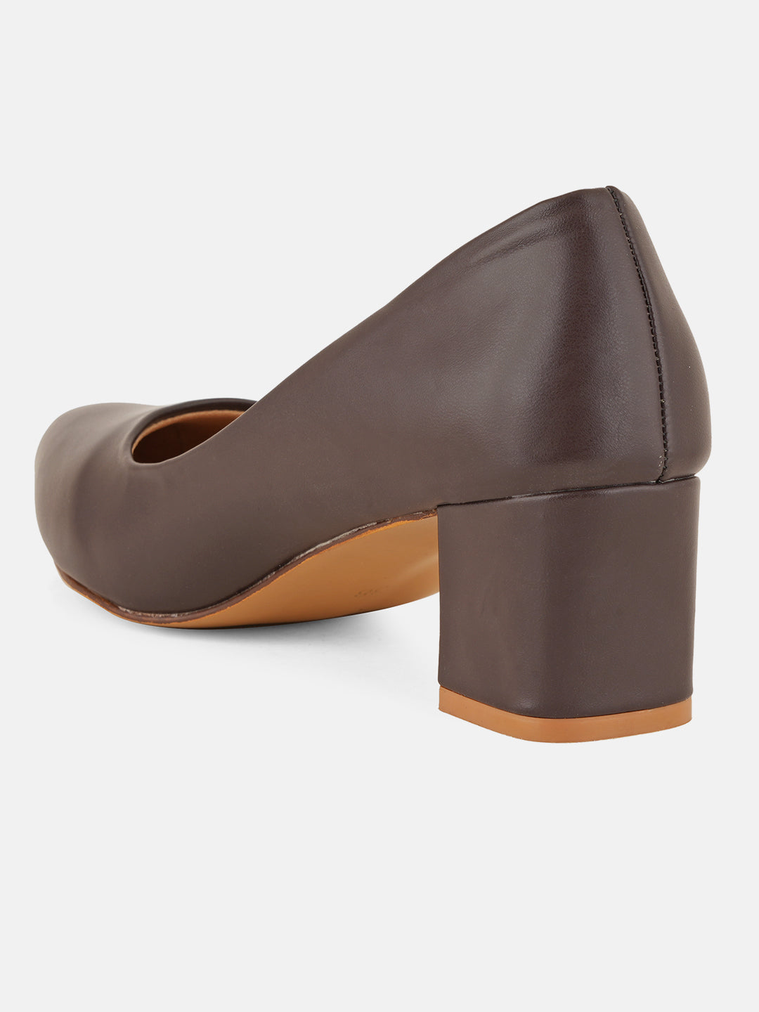 Style Shoes Brown Block Heel Pumps Bellies for Women and Girls