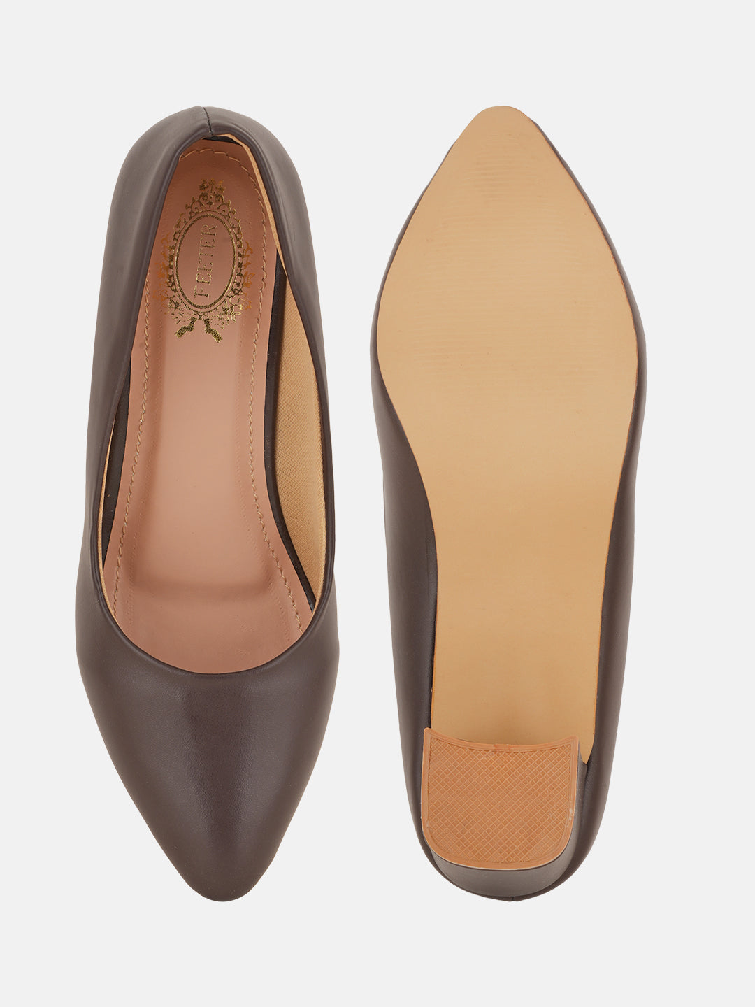Style Shoes Brown Block Heel Pumps Bellies for Women and Girls
